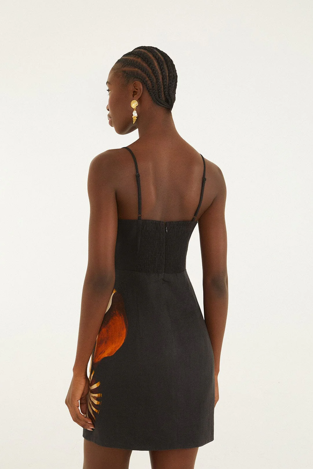 Black Ammonite Shell Bodice Cut-Out Mini Dress - Image 3