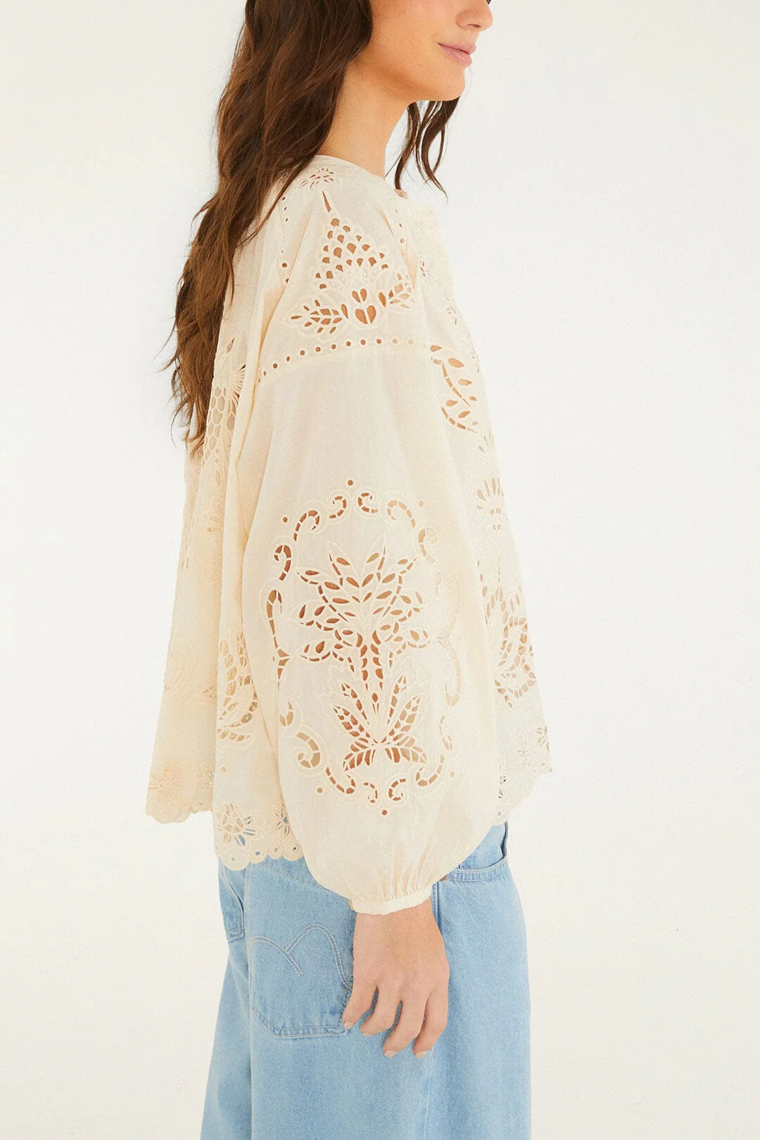 Soft Pink Artisanal Long Sleeve Blouse - Image 3