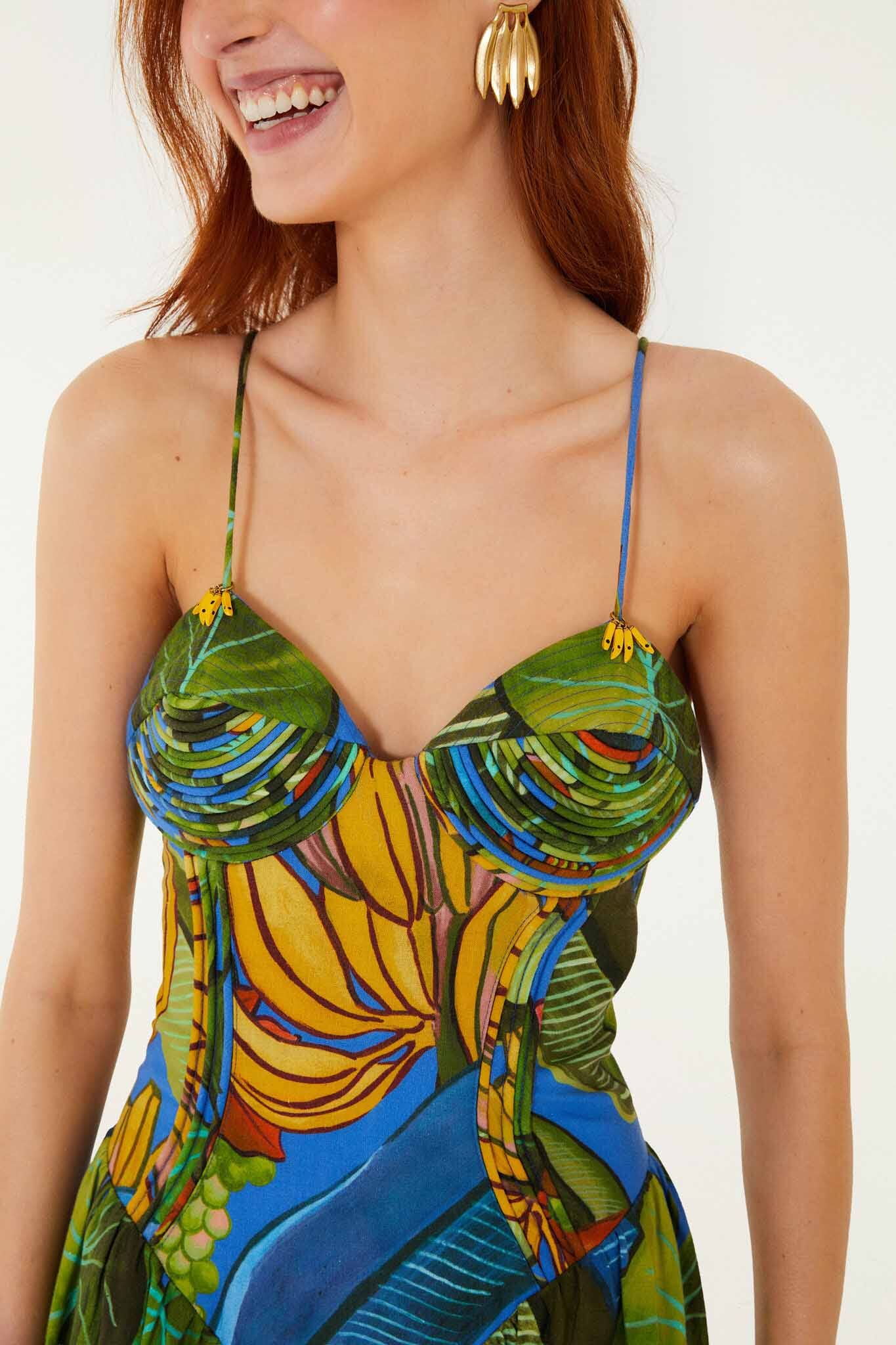 Blue Banana Grapes 3d Bodice Sleeveless Maxi Dress - Image 4