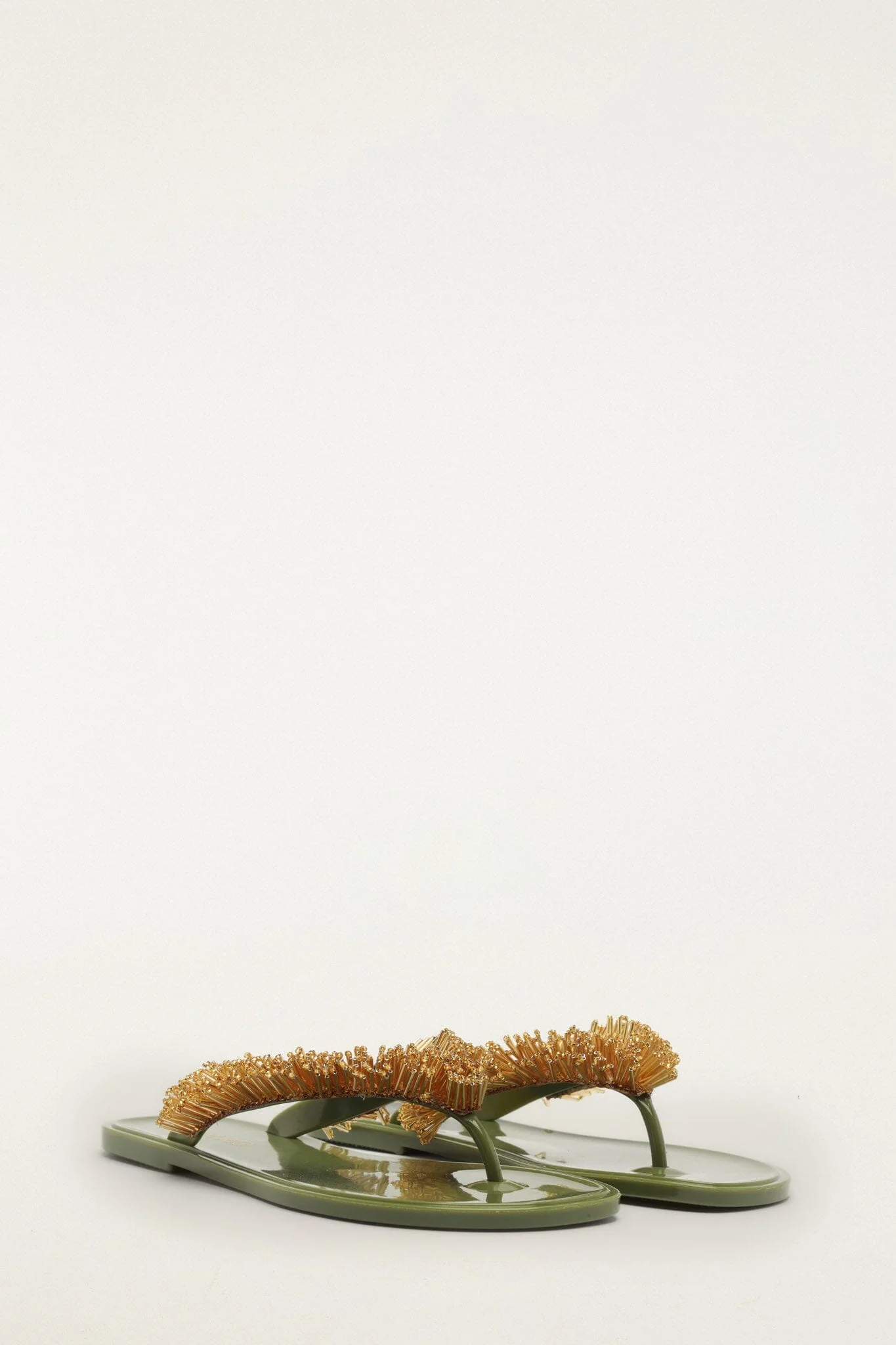 Green Beaded Splash Jelly Sandal - Image 2