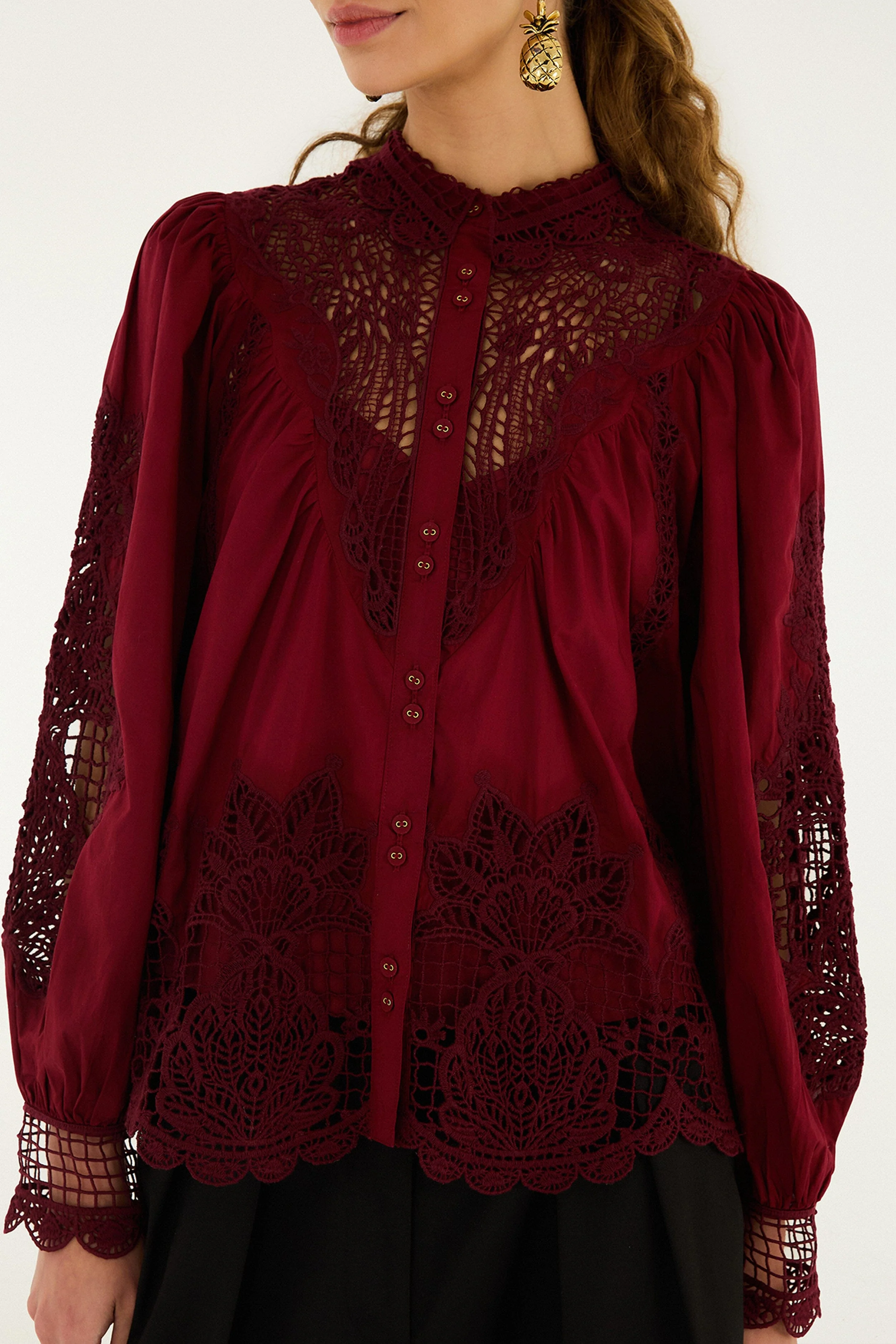 Berry Garden Guipure Blouse - Image 2