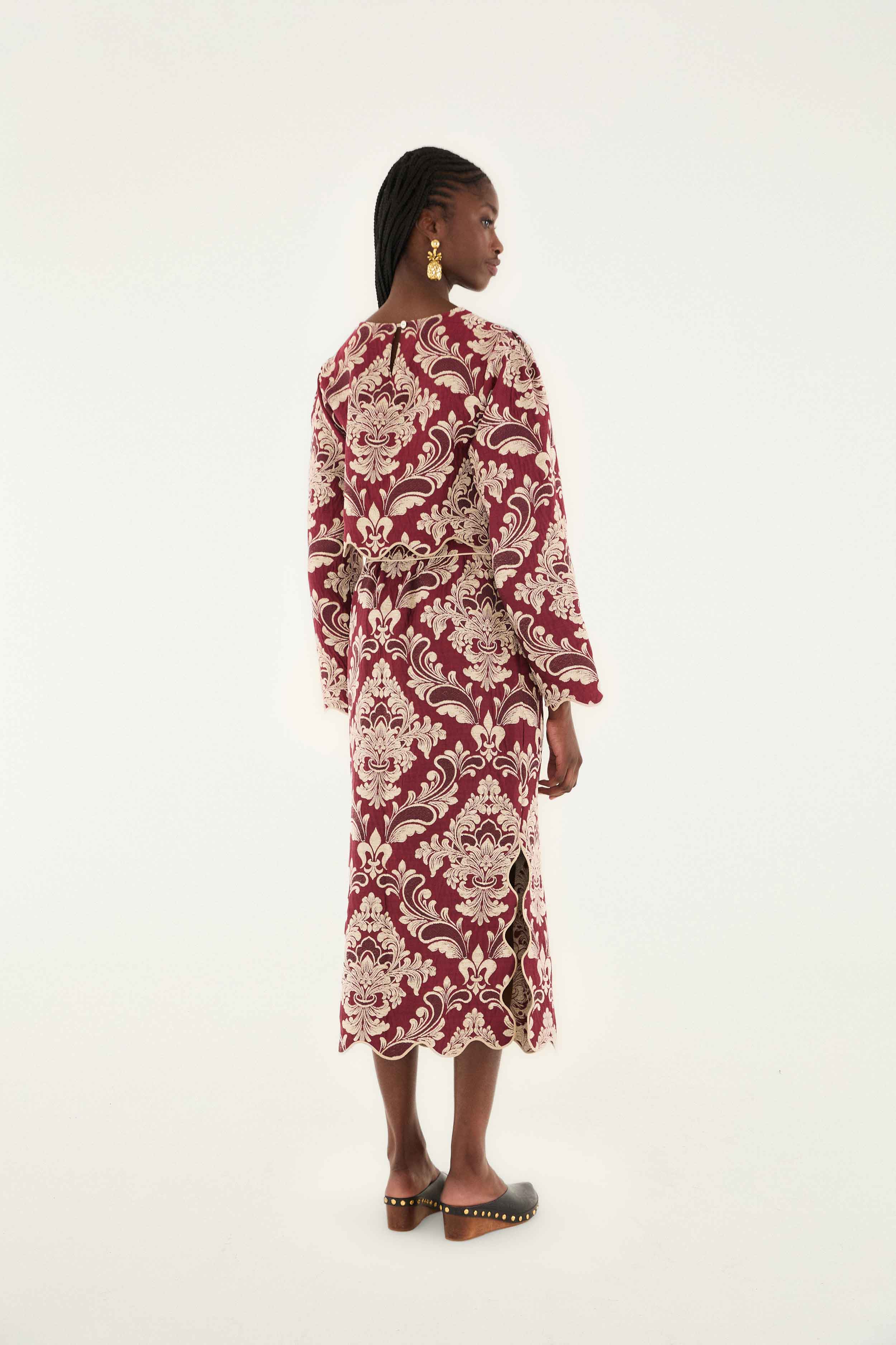 Bicolor Jacquard Waves Midi Skirt - Image 3