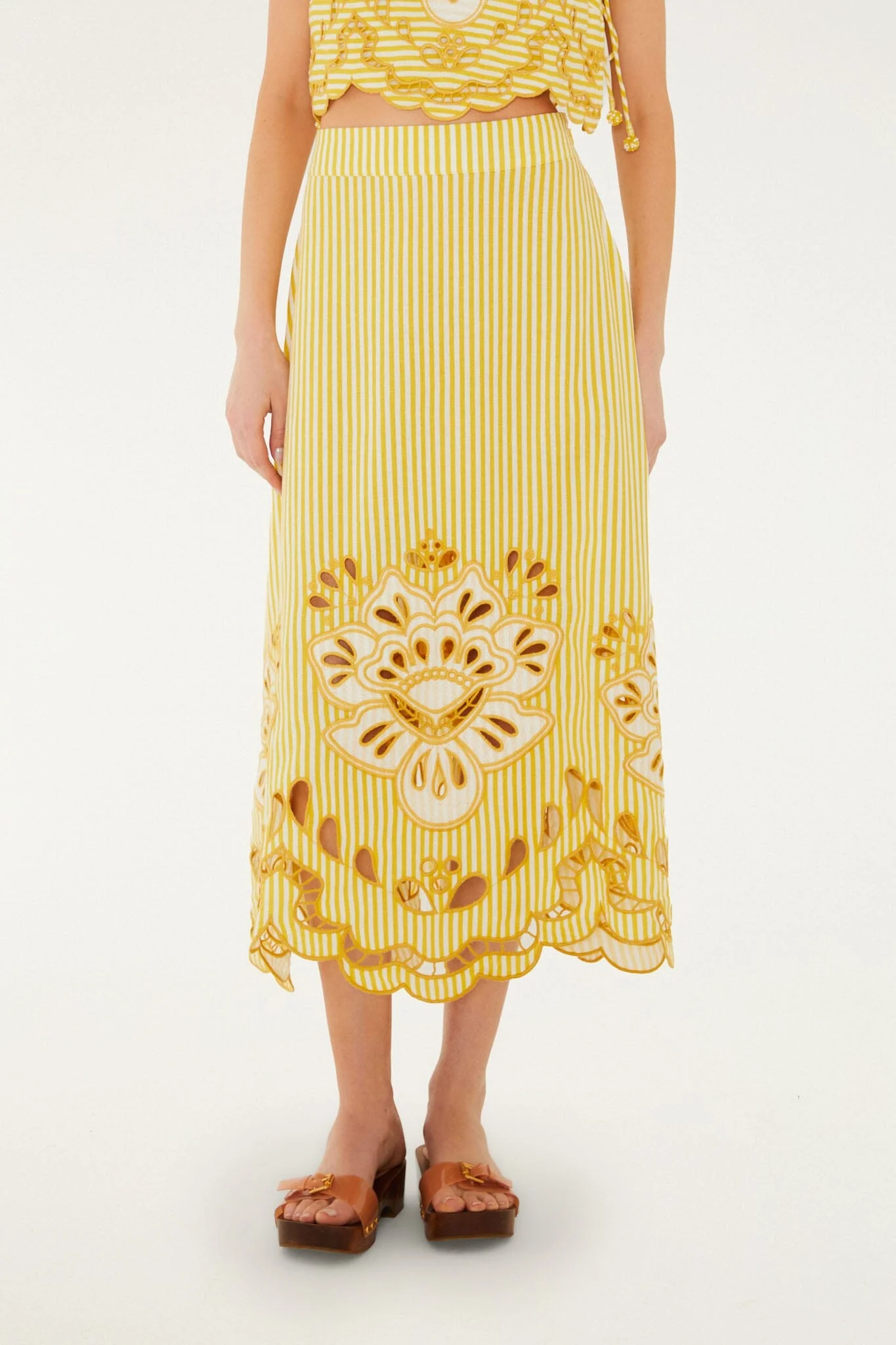 Yellow Stripes Richelieu Midi Skirt - Image 2