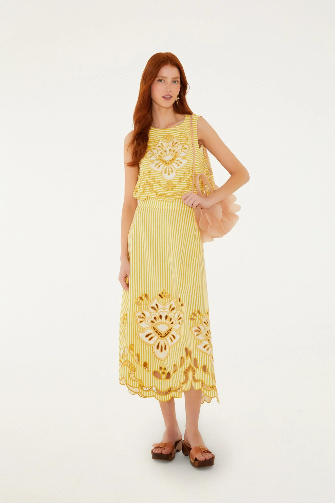 Yellow Stripes Richelieu Sleeveless Crop Top - Image 4