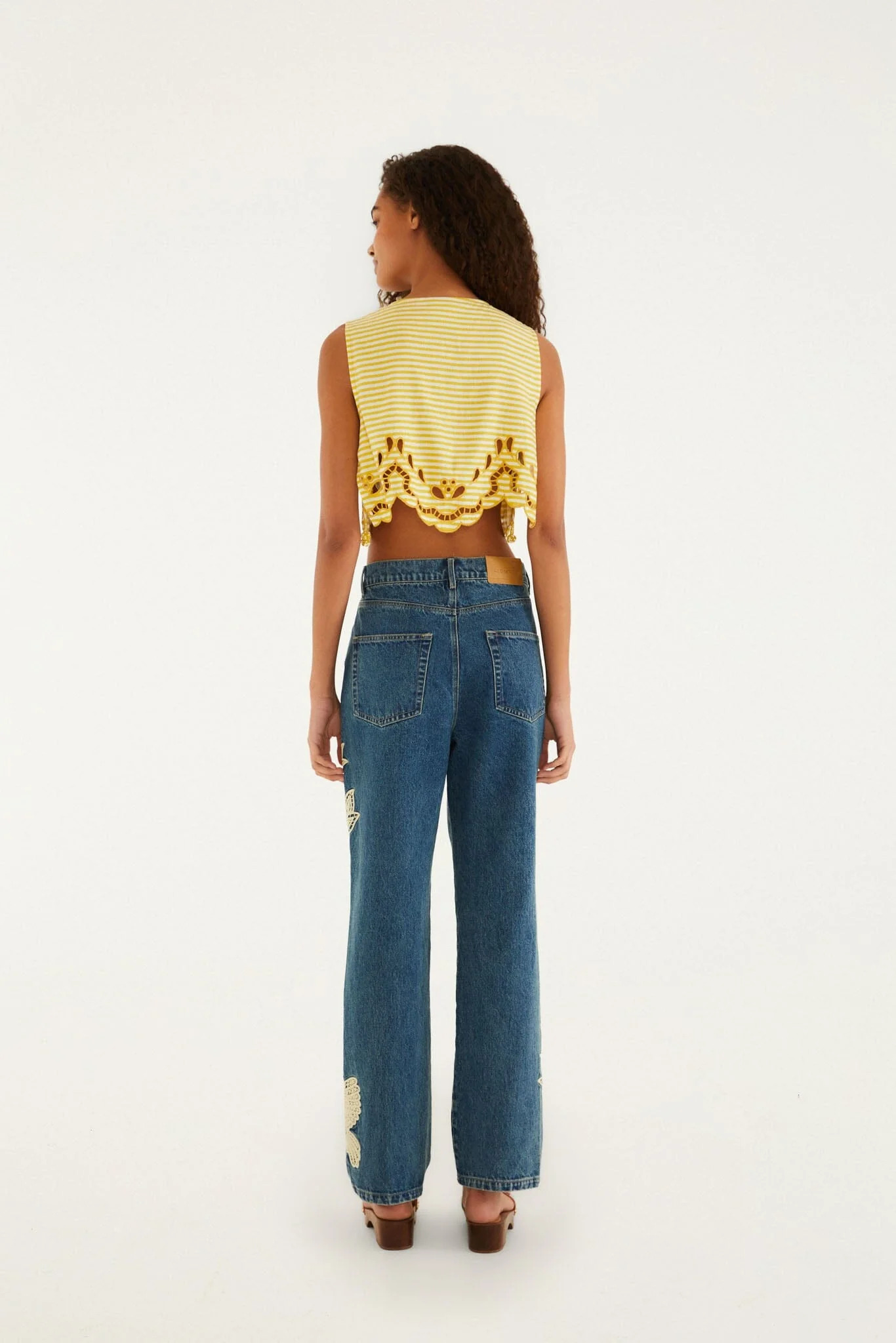 Denim Birds Embroidered Pants - Image 3
