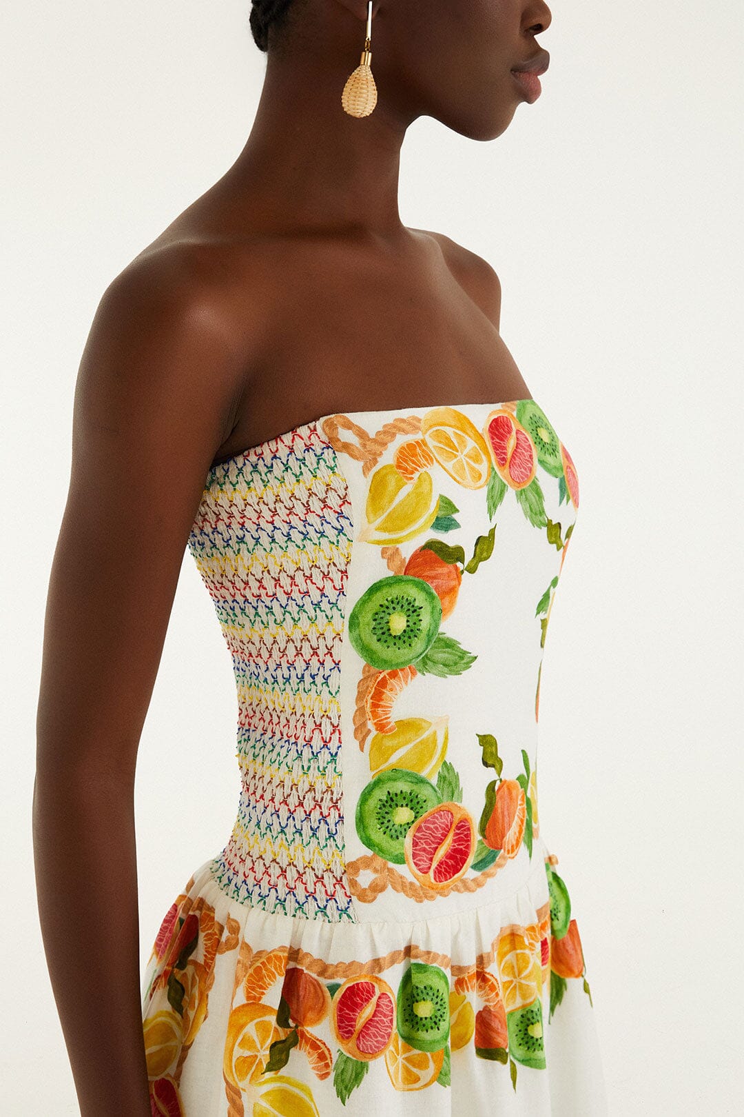 Off-White Biricutico Scarf Smocked Strapless Maxi Dress - Image 2