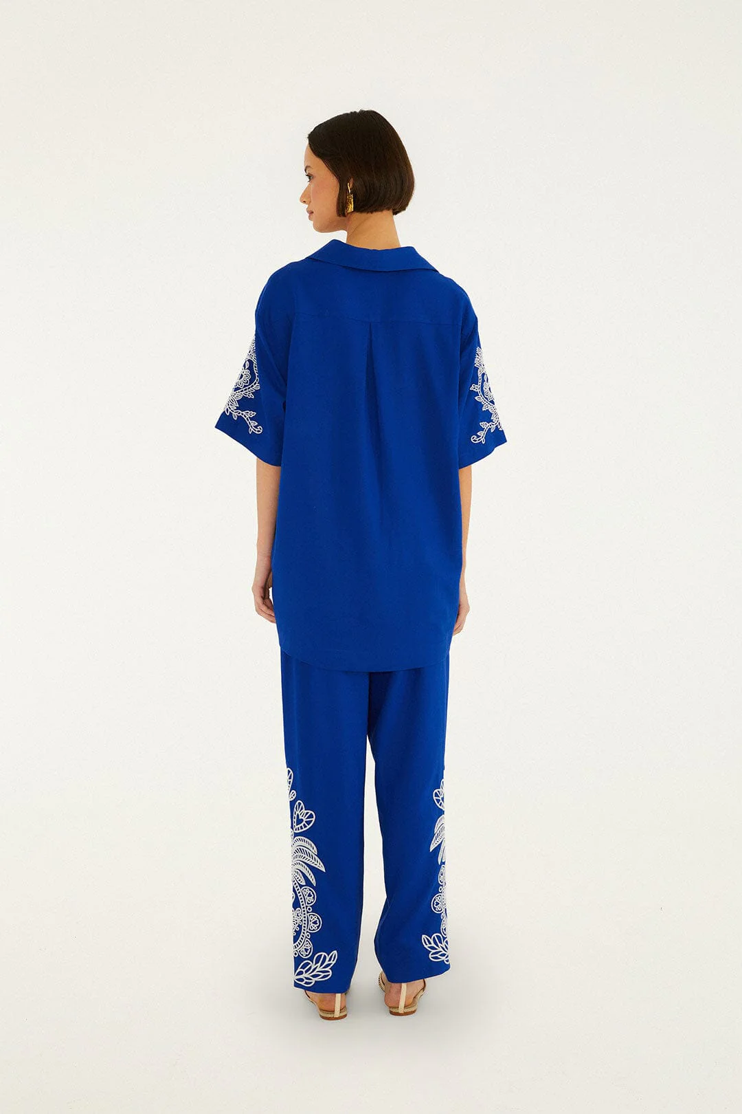 Blue Romantic Embroidered Pants - Image 3
