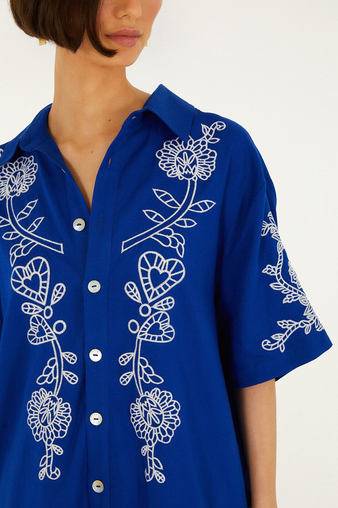Blue Romantic Embroidered Shirt - Image 2