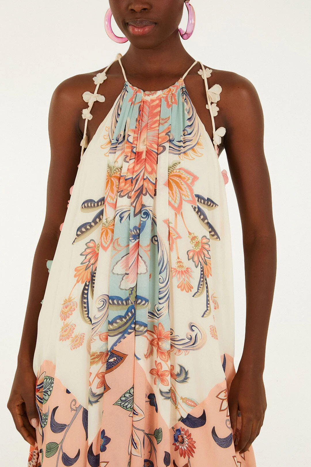 Multicolor Boho Floral Delhi Pleated Maxi Dress - Image 4