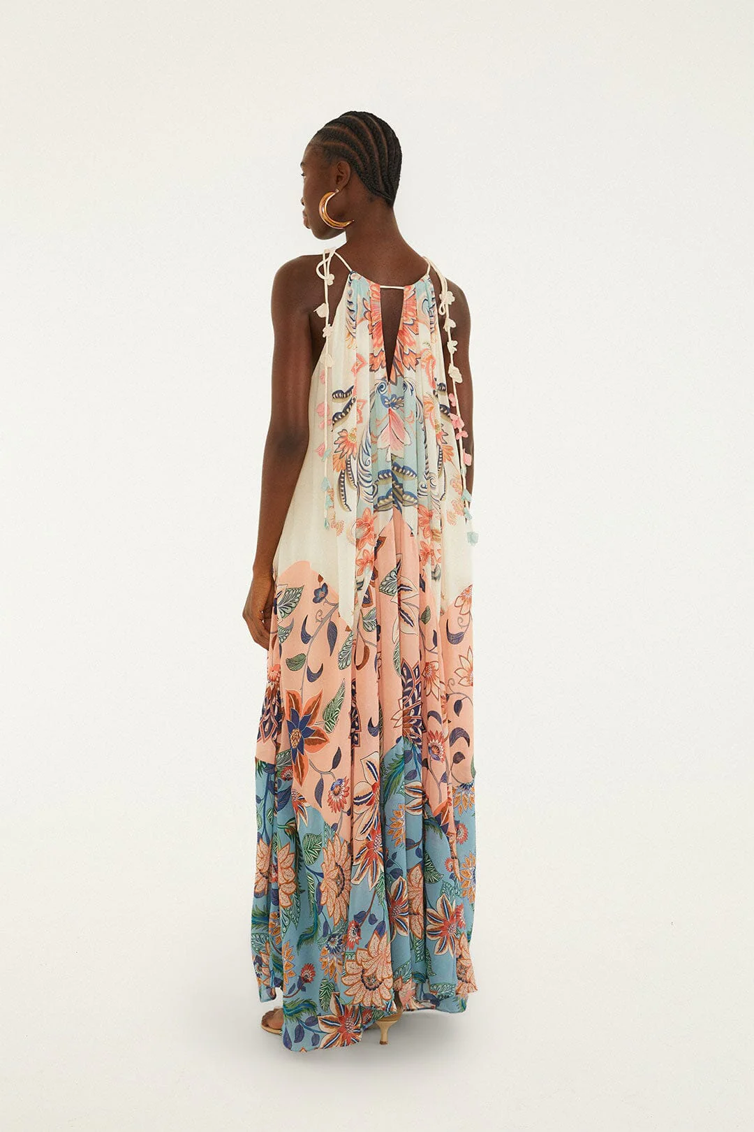 Multicolor Boho Floral Delhi Pleated Maxi Dress - Image 5