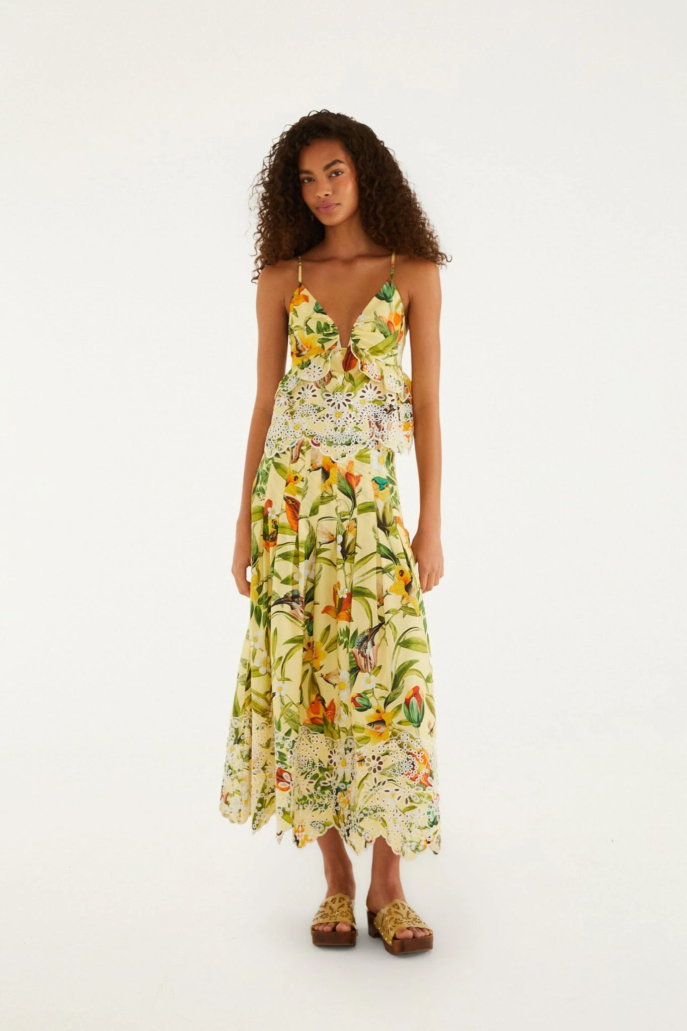 Soft Yellow Brasil Collage Lace Maxi Skirt - Image 4