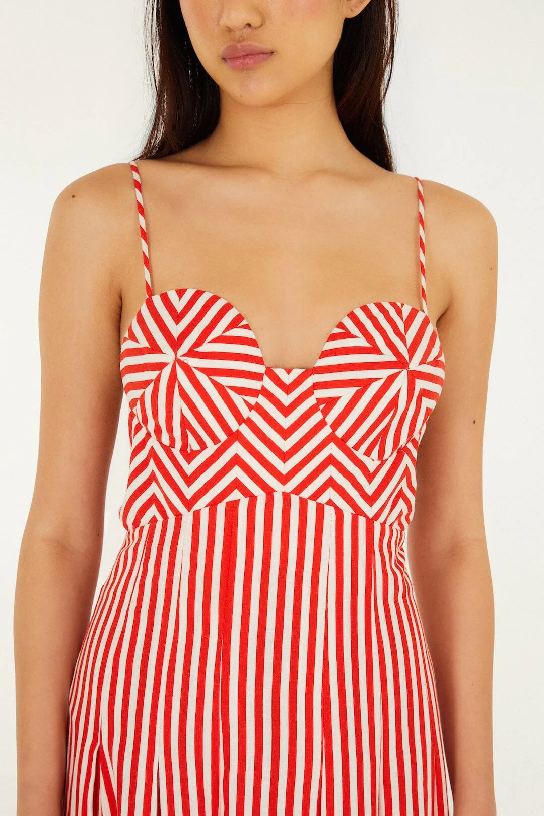 Off-White Checkered Stripes Sleeveless Maxi Dress - Image 2