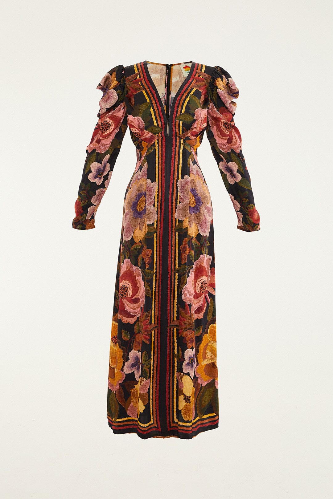 Black Chenille Flowers Midi Dress - Image 5