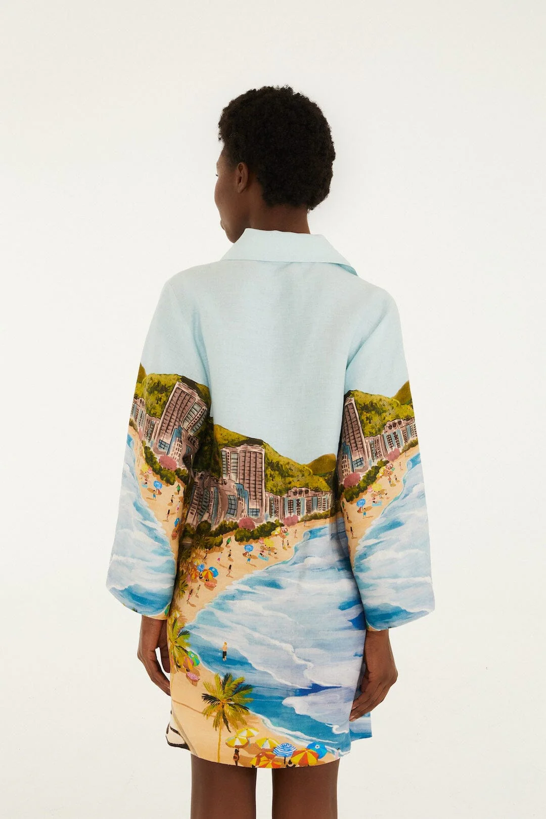 Multicolor Copacabana Beach Long Sleeve Kimono - Image 3