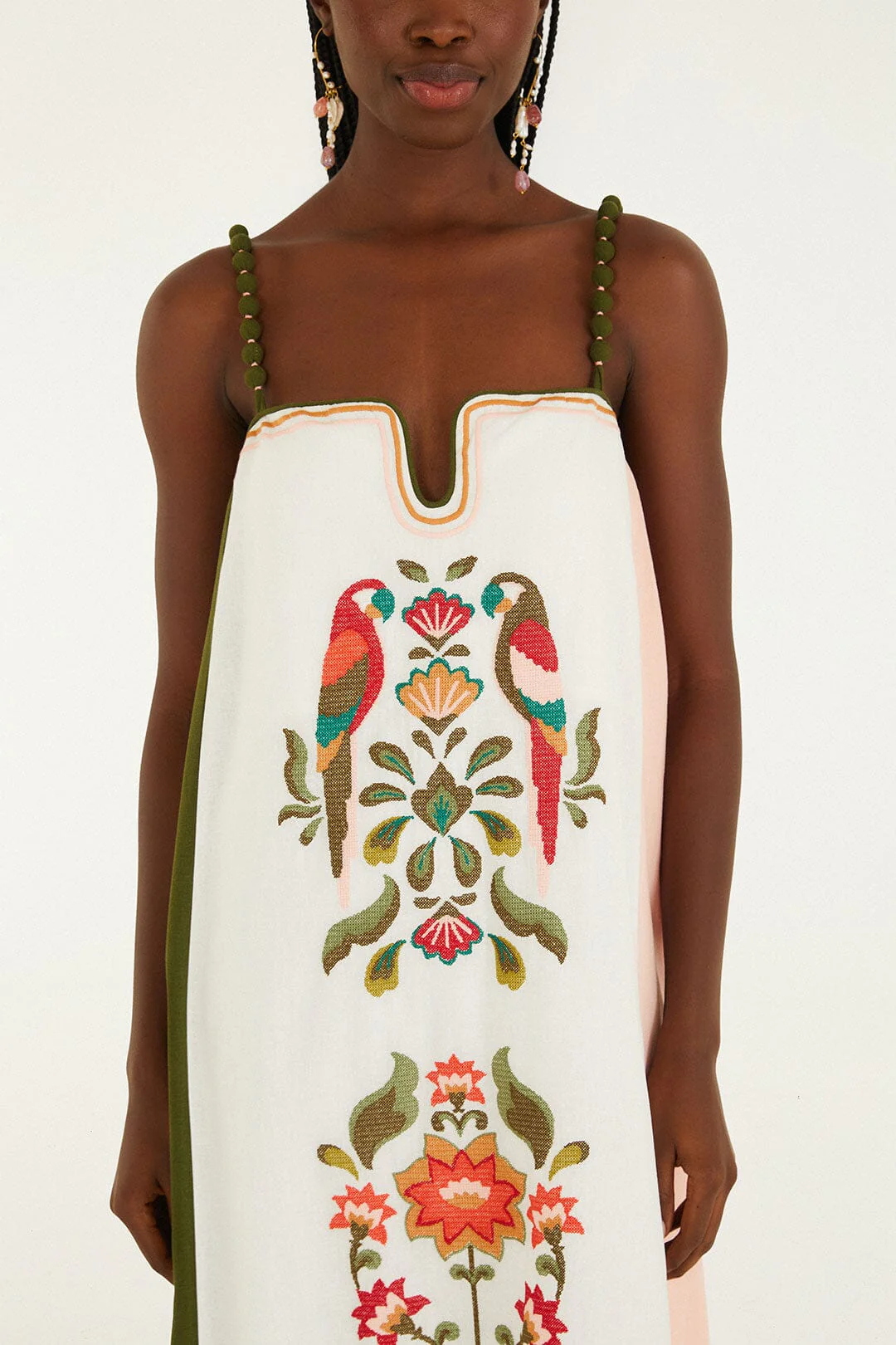 Cross Stich Embroidery Maxi Dress Sleeveless - Image 2