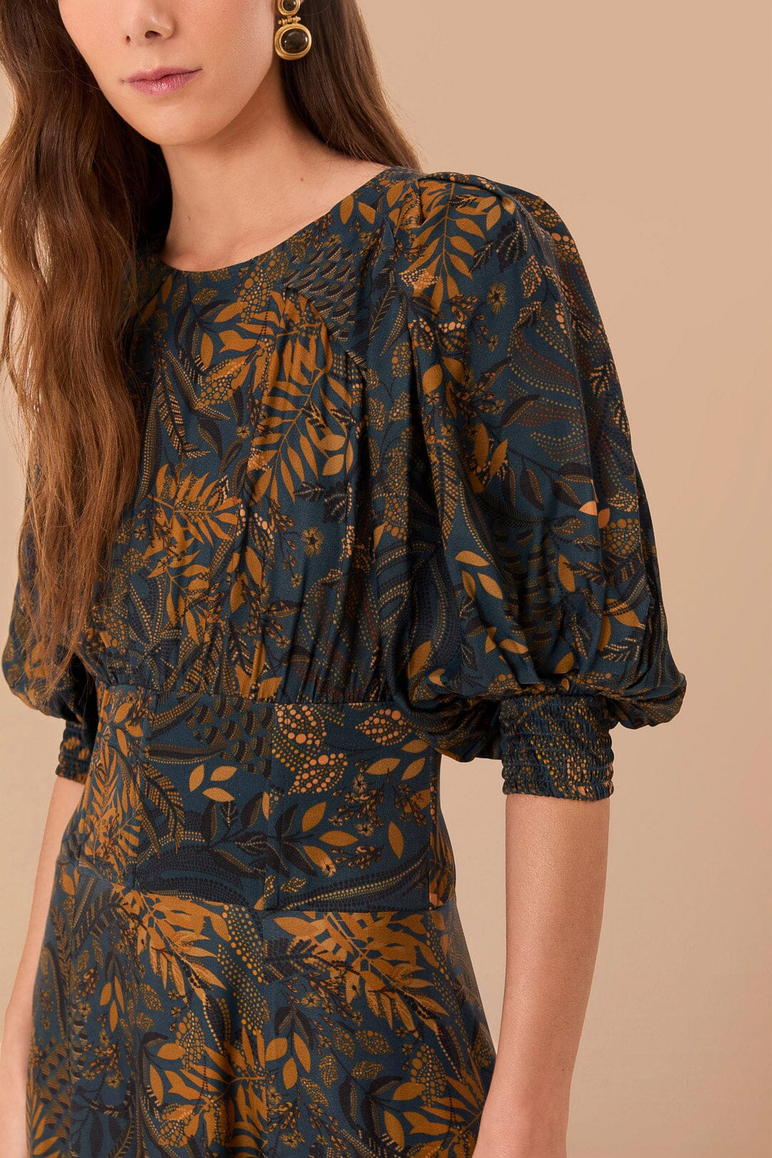 Teal Dotted Forest Viscose Maxi Dress - Image 2