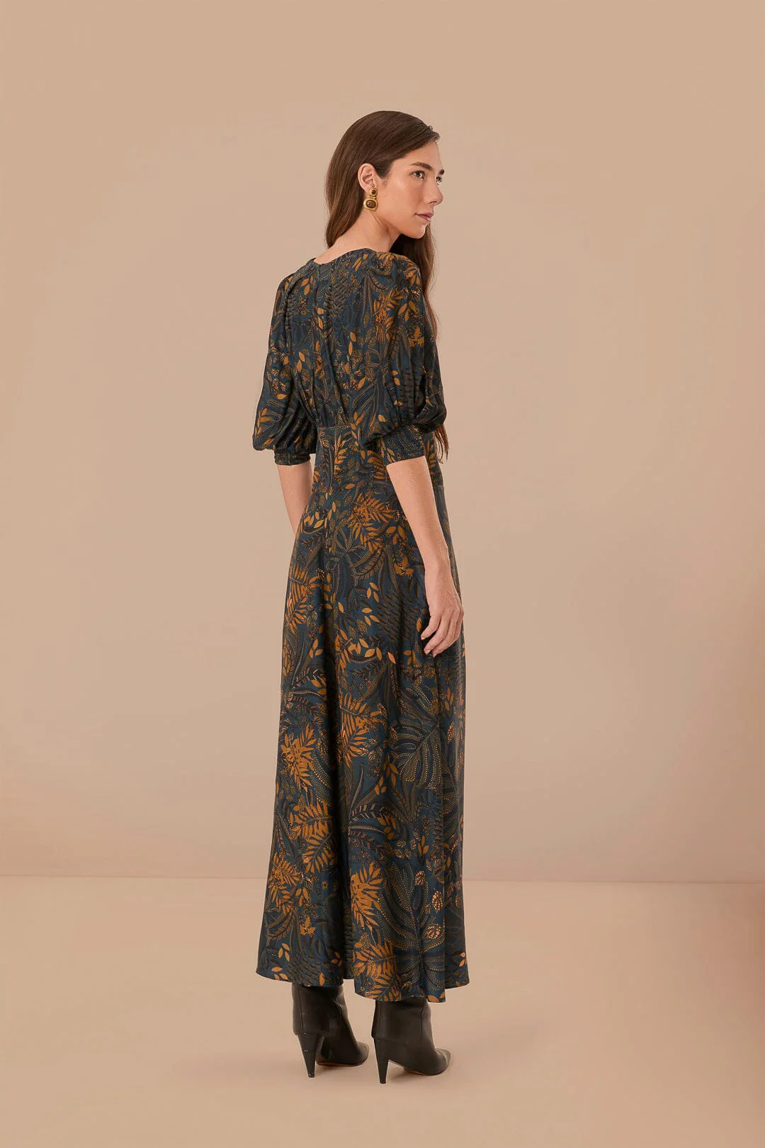 Teal Dotted Forest Viscose Maxi Dress - Image 5