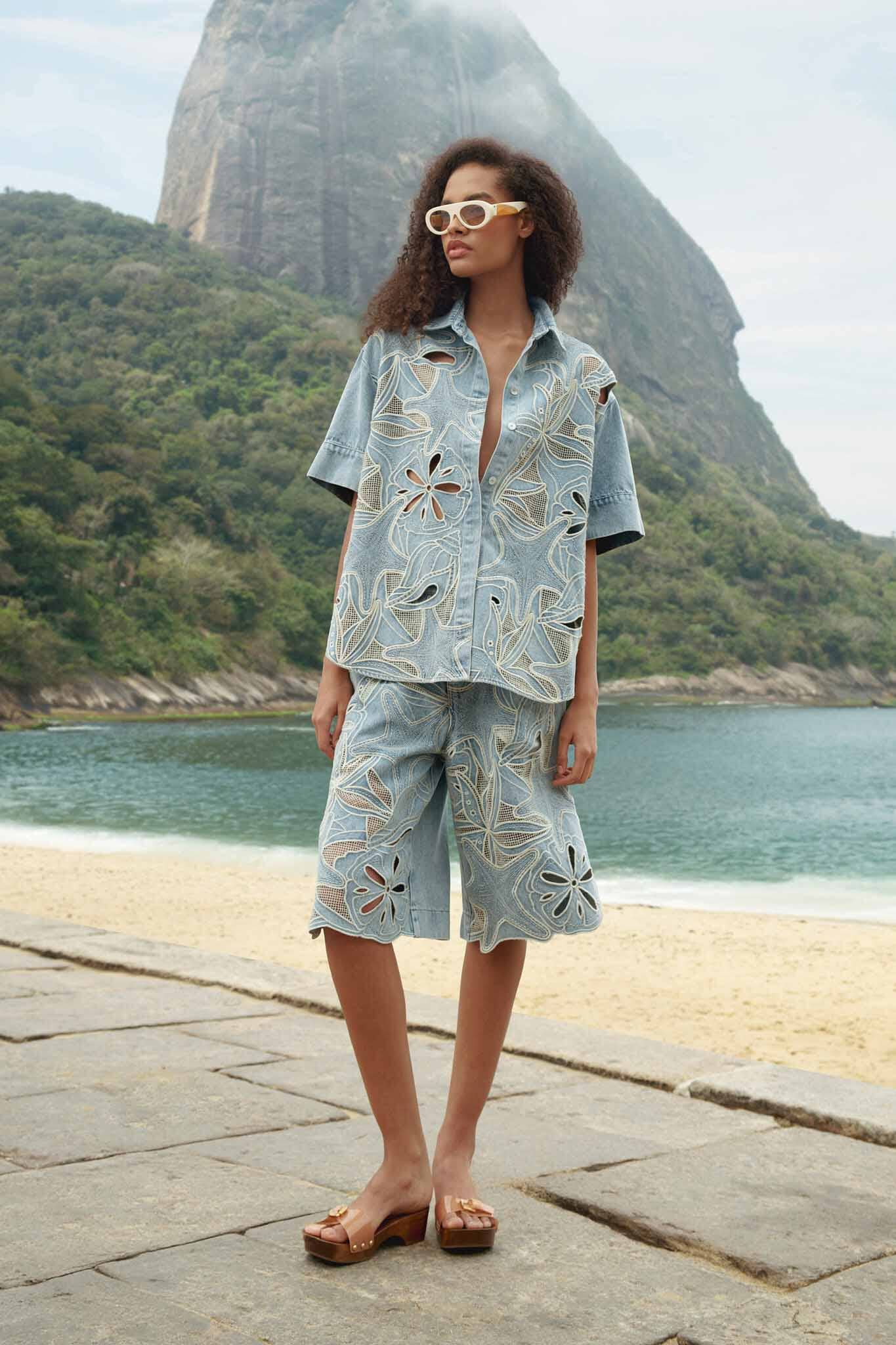 Denim Sea Desire Embroidered Bermuda Shorts - Image 7