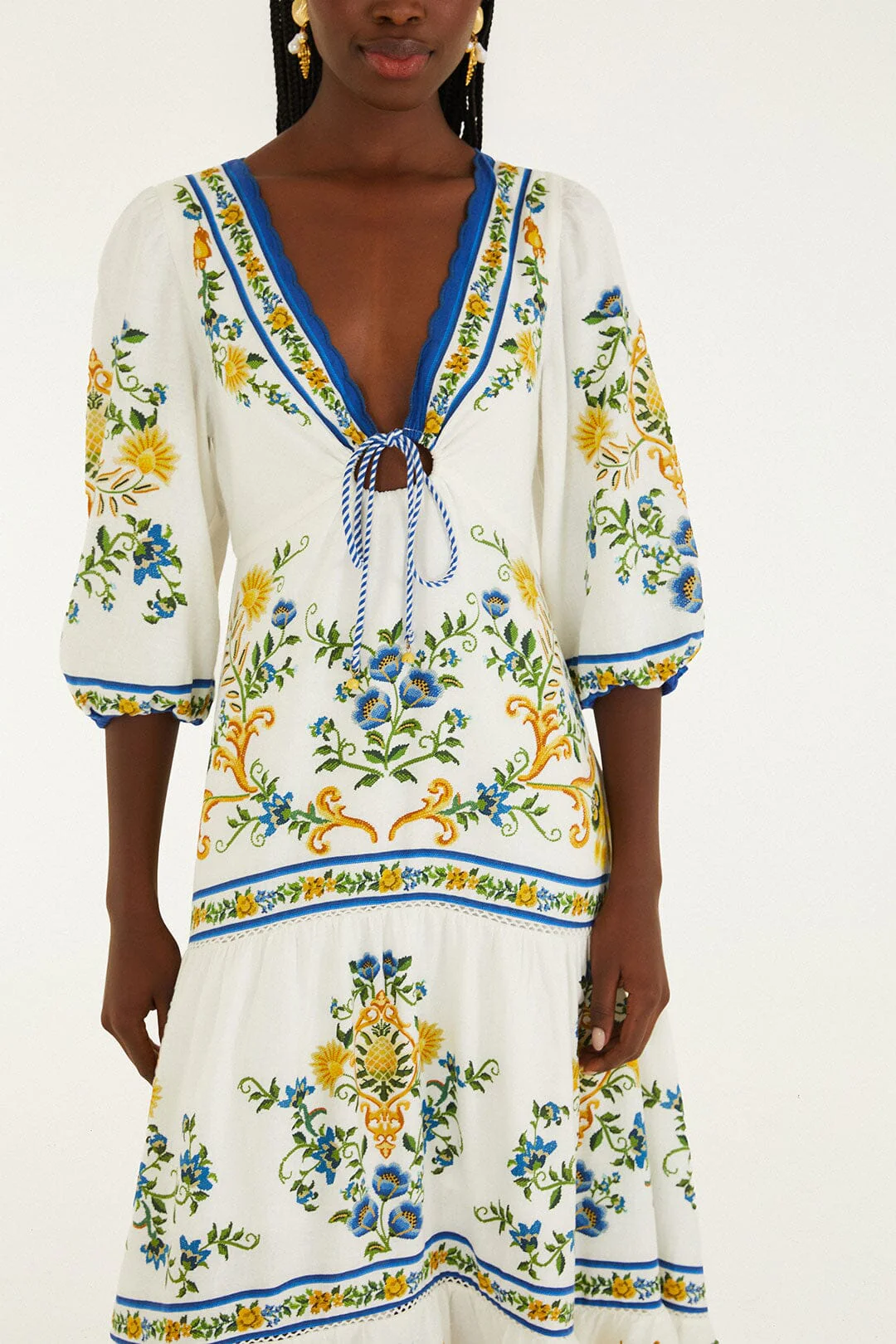 Off-White Emily Floral Tapestry Drawstring Midi Dress - Image 2