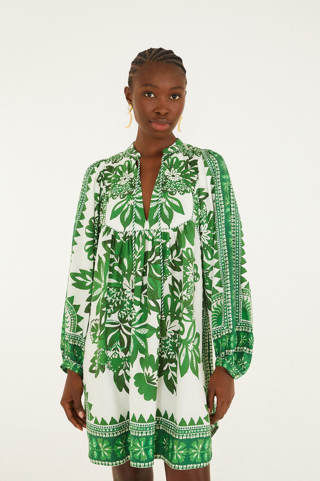 Green Flora Tapestry Mini Dress - Image 4