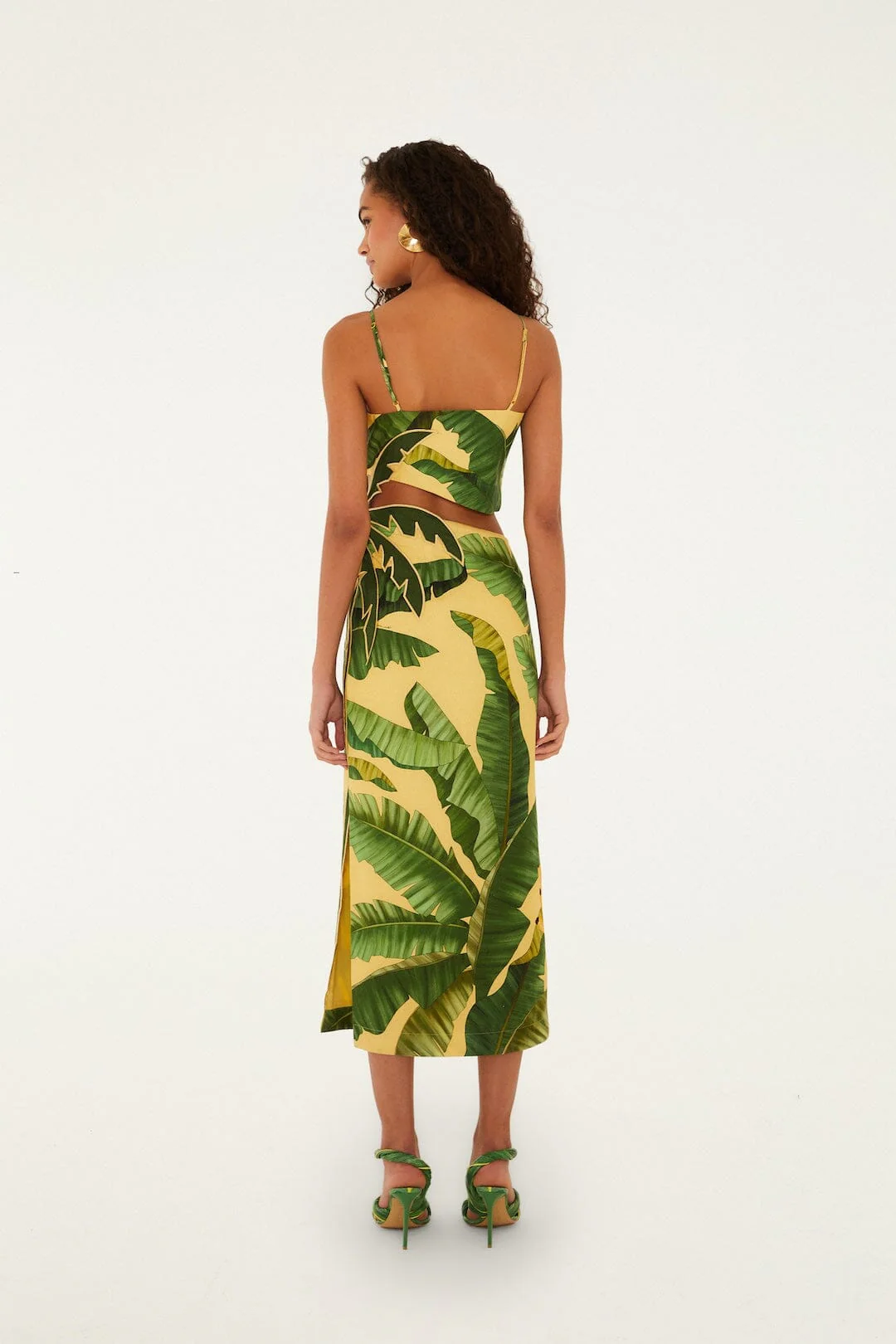 Soft Yellow 3D Banana Leaves Maxi Dress - Image 3