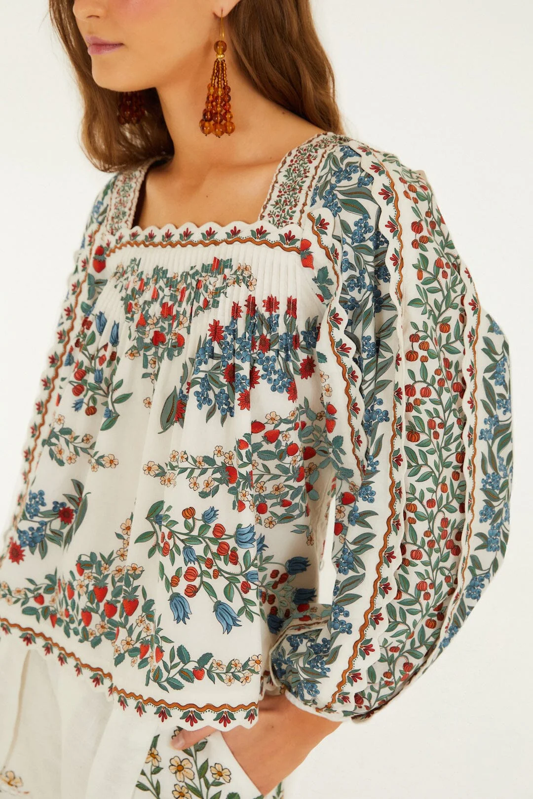 Off-White Fruit Beauty Scarf Long Sleeve Blouse - Image 2