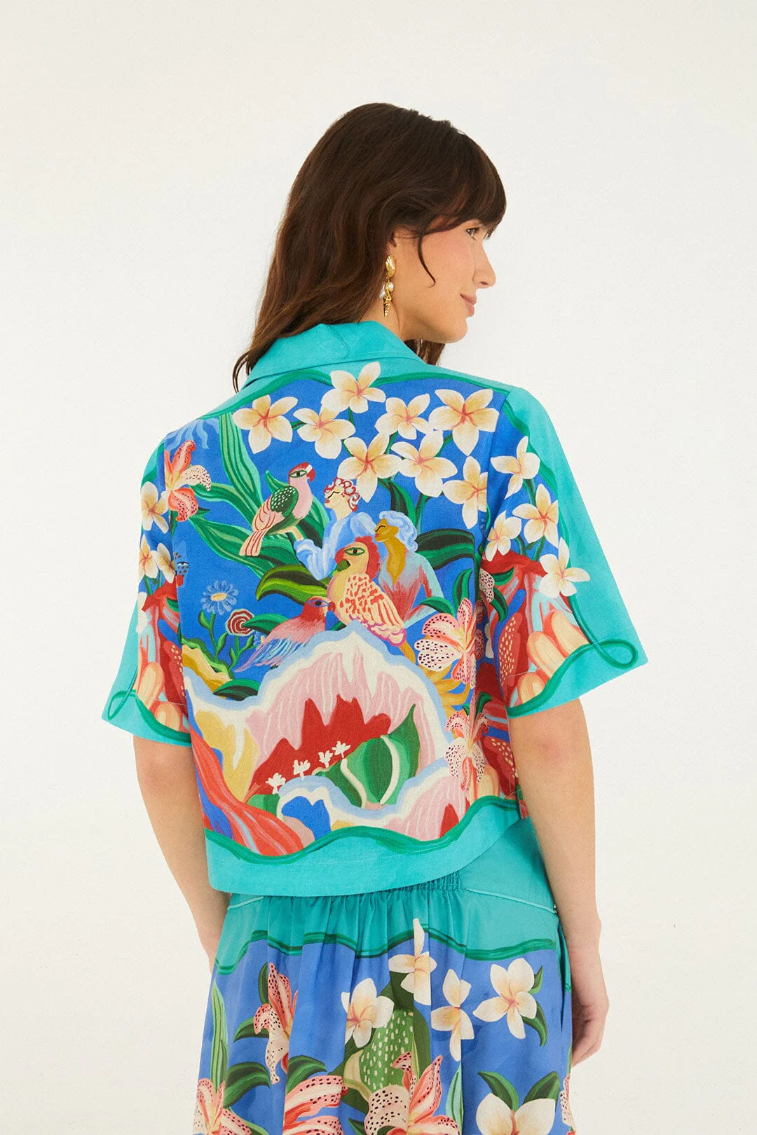 Multicolor Garden Of Life Scarf Short Sleeve Crop Shirt - Image 3