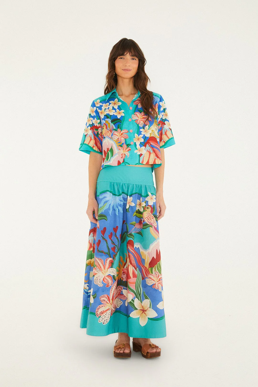 Multicolor Garden Of Life Scarf Short Sleeve Crop Shirt - Image 4