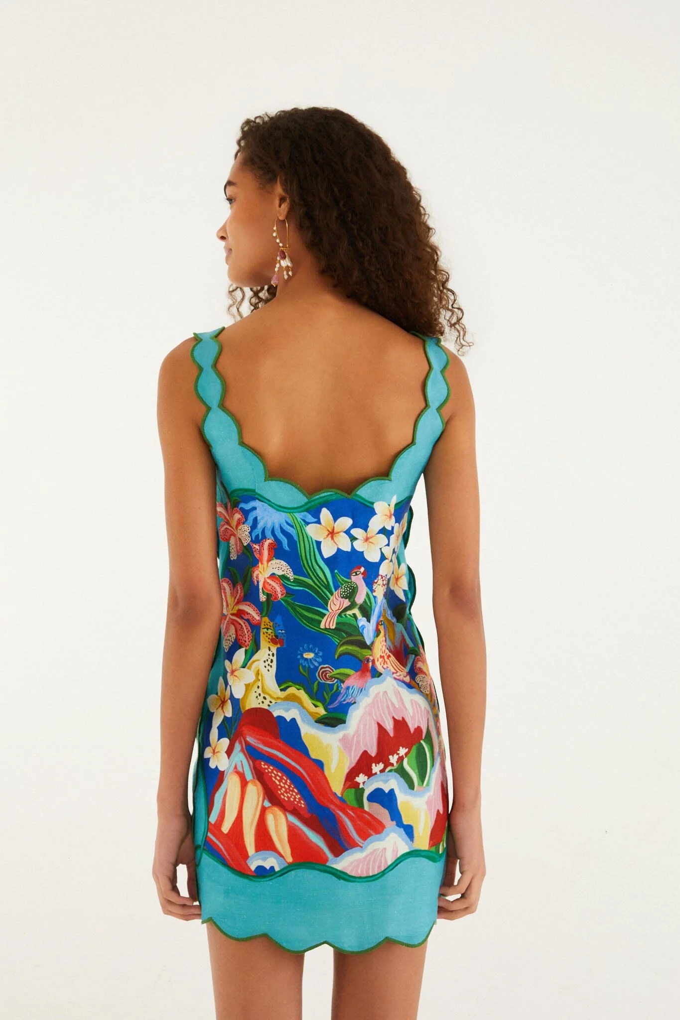 Multicolor Garden Of Life Scarf Scallop Mini Dress - Image 5