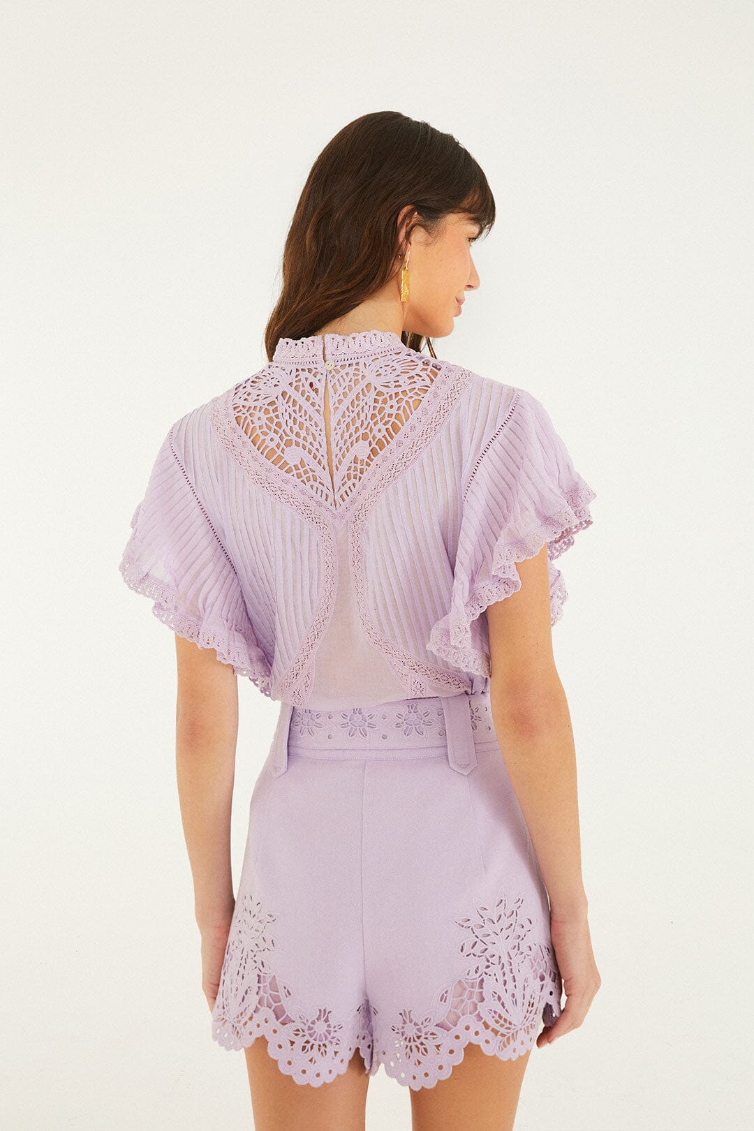 Lilac Geometric Richelieu Twill Belted Shorts - Image 5