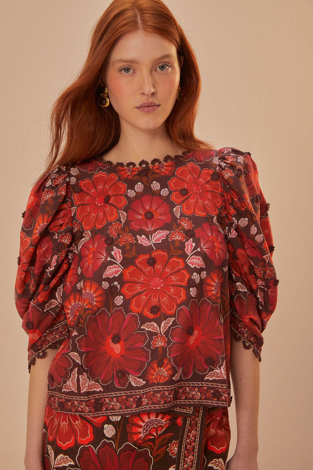 Gigi Tapestry Brown Blouse - Image 3