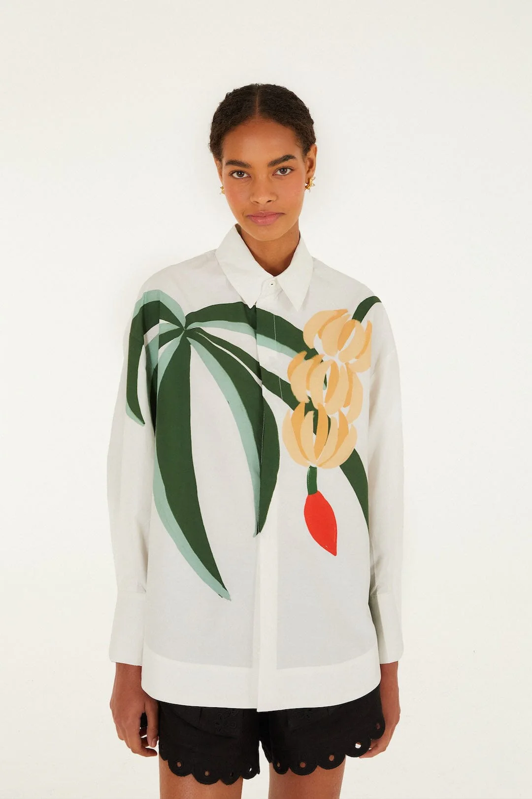 Graphic Banana Tree Applique Shirt