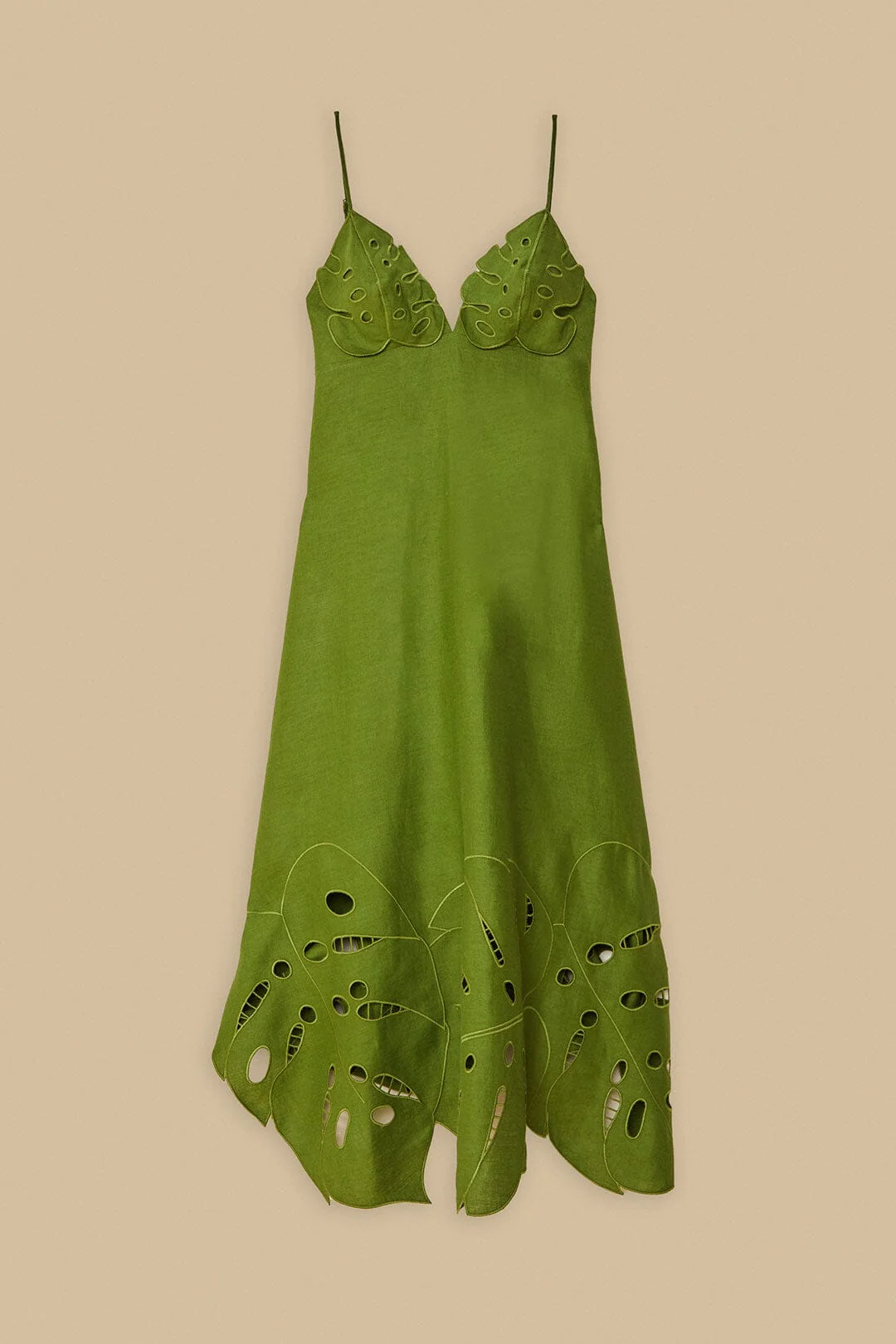 Green Monstera Embroidered Midi Dress - Image 5