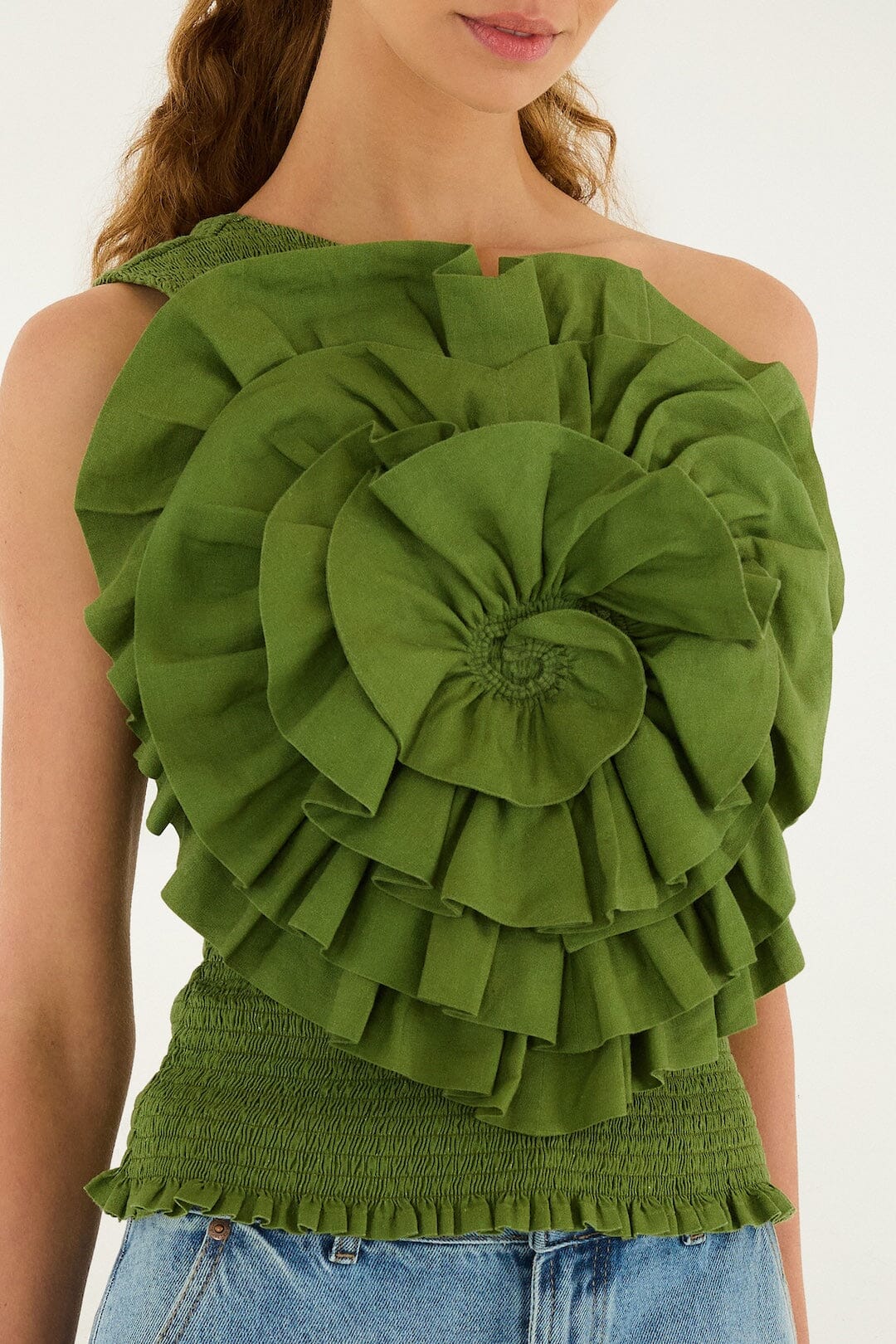 Green One Shoulder Blouse - Image 2