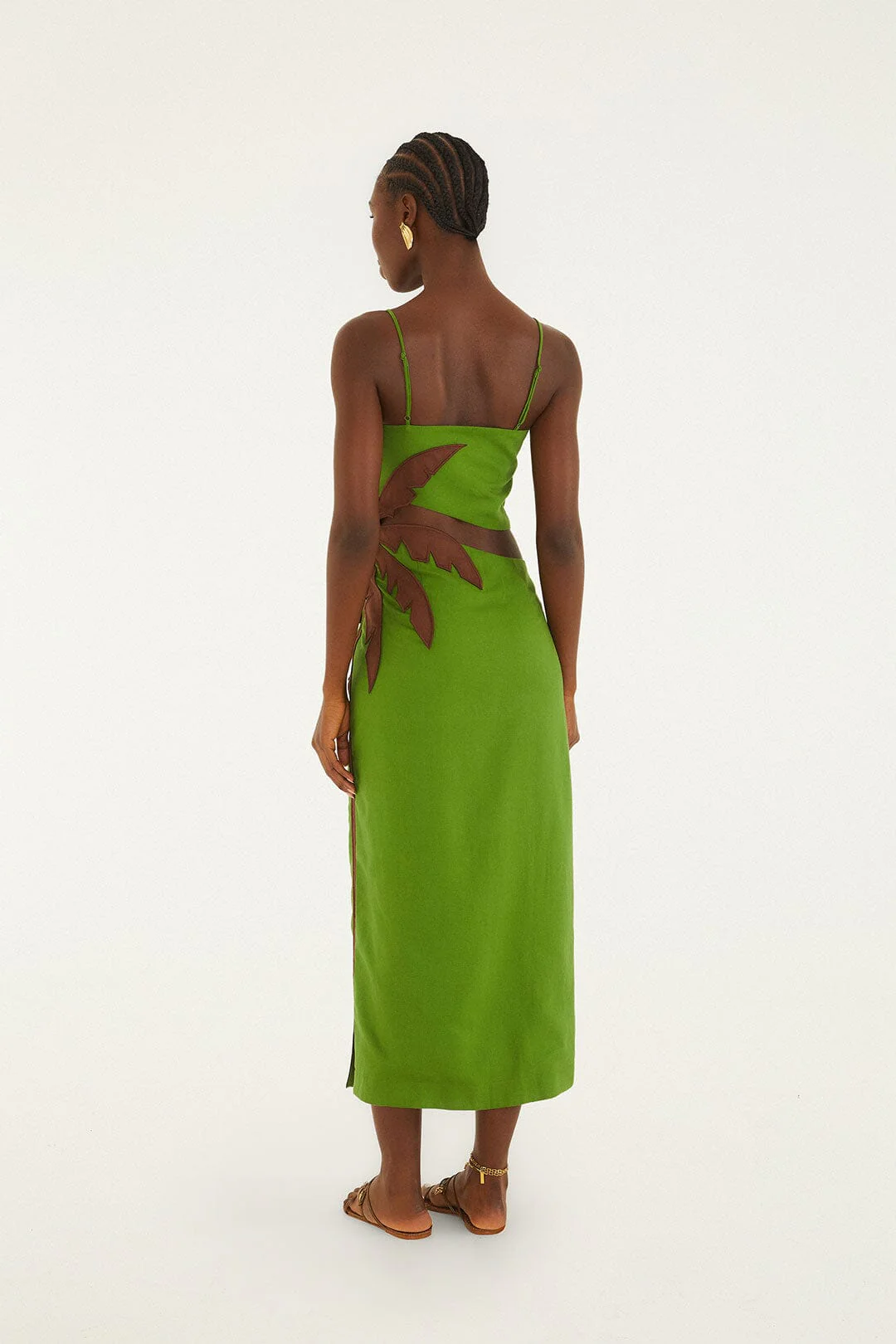 Green 3D Palm Tree Cut-Out Midi Dress - Image 3