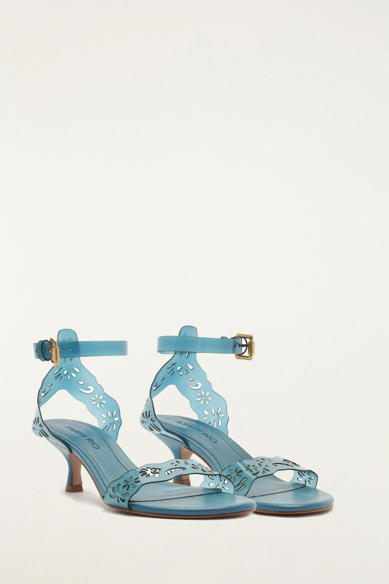 Blue Lace Jelly Kitten Heeled Sandal - Image 2