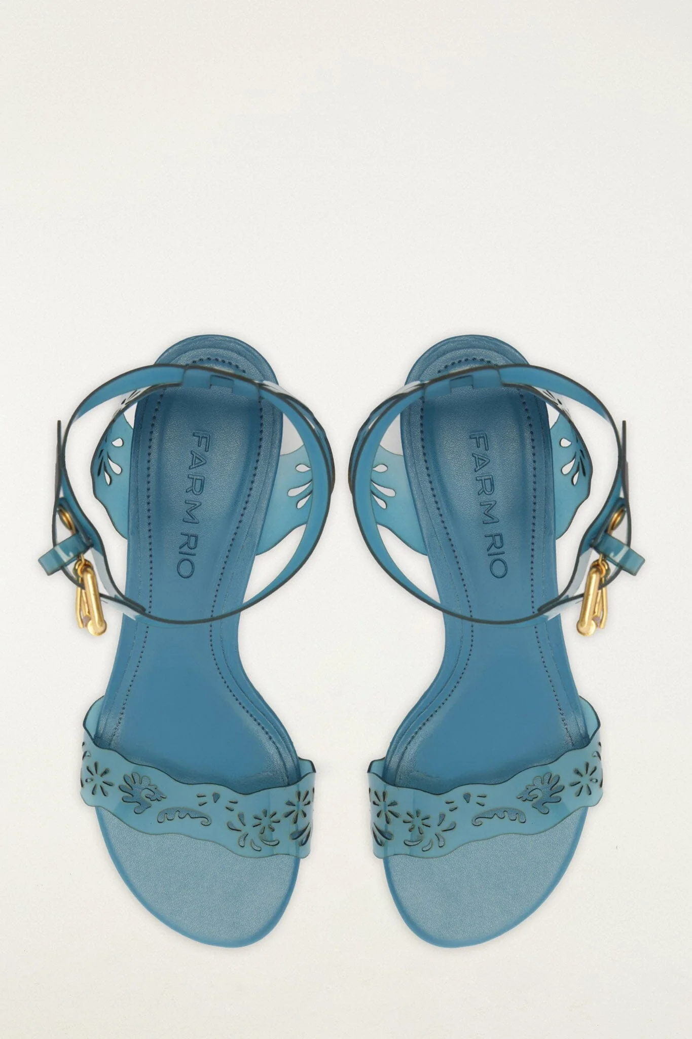 Blue Lace Jelly Kitten Heeled Sandal - Image 3