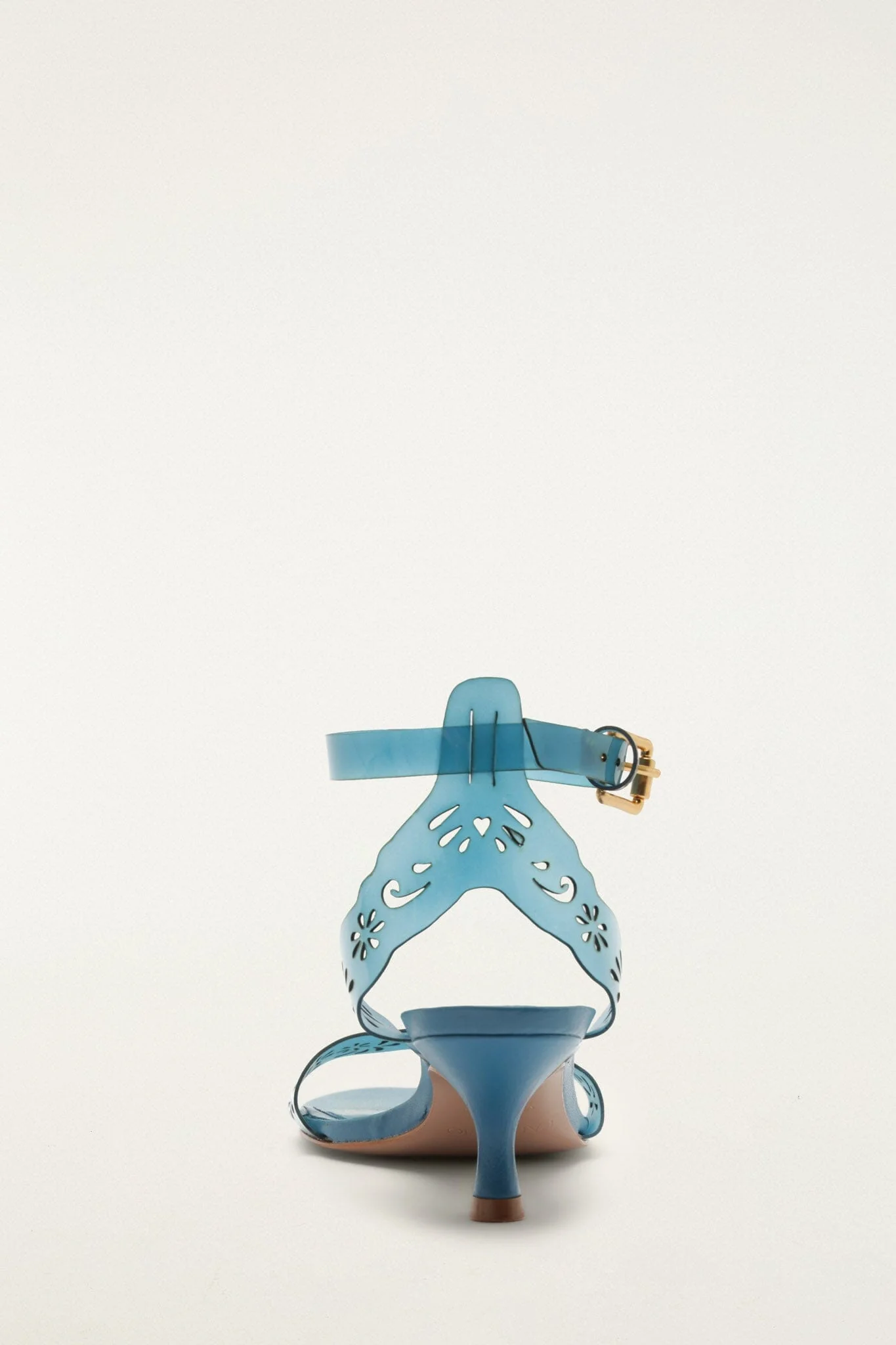 Blue Lace Jelly Kitten Heeled Sandal - Image 4