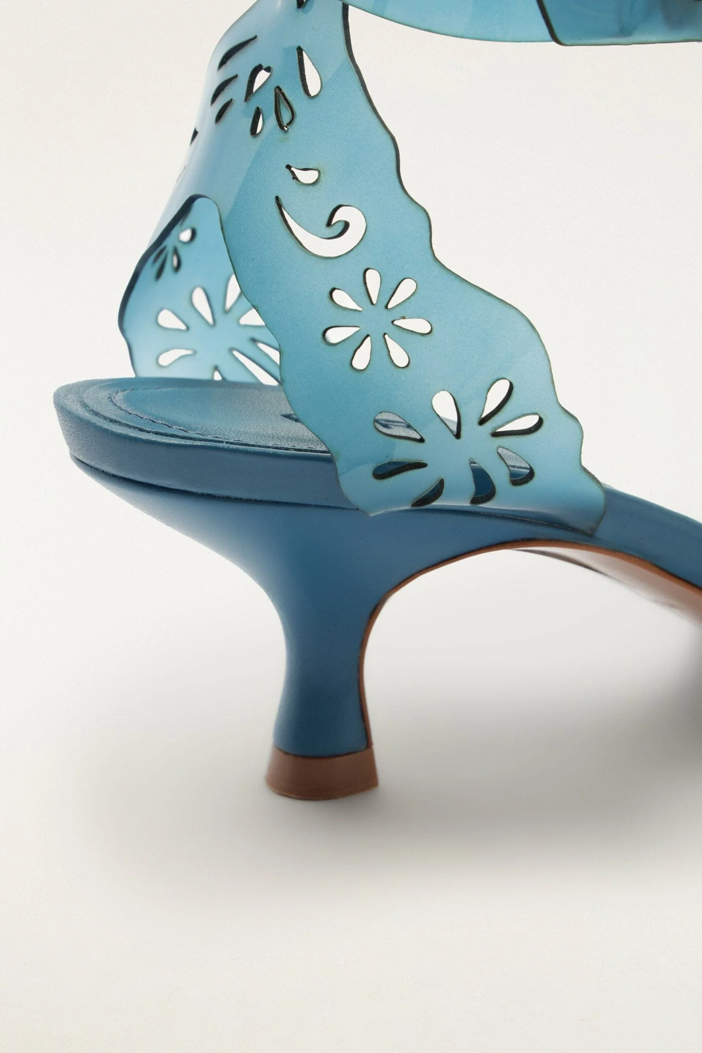 Blue Lace Jelly Kitten Heeled Sandal - Image 6