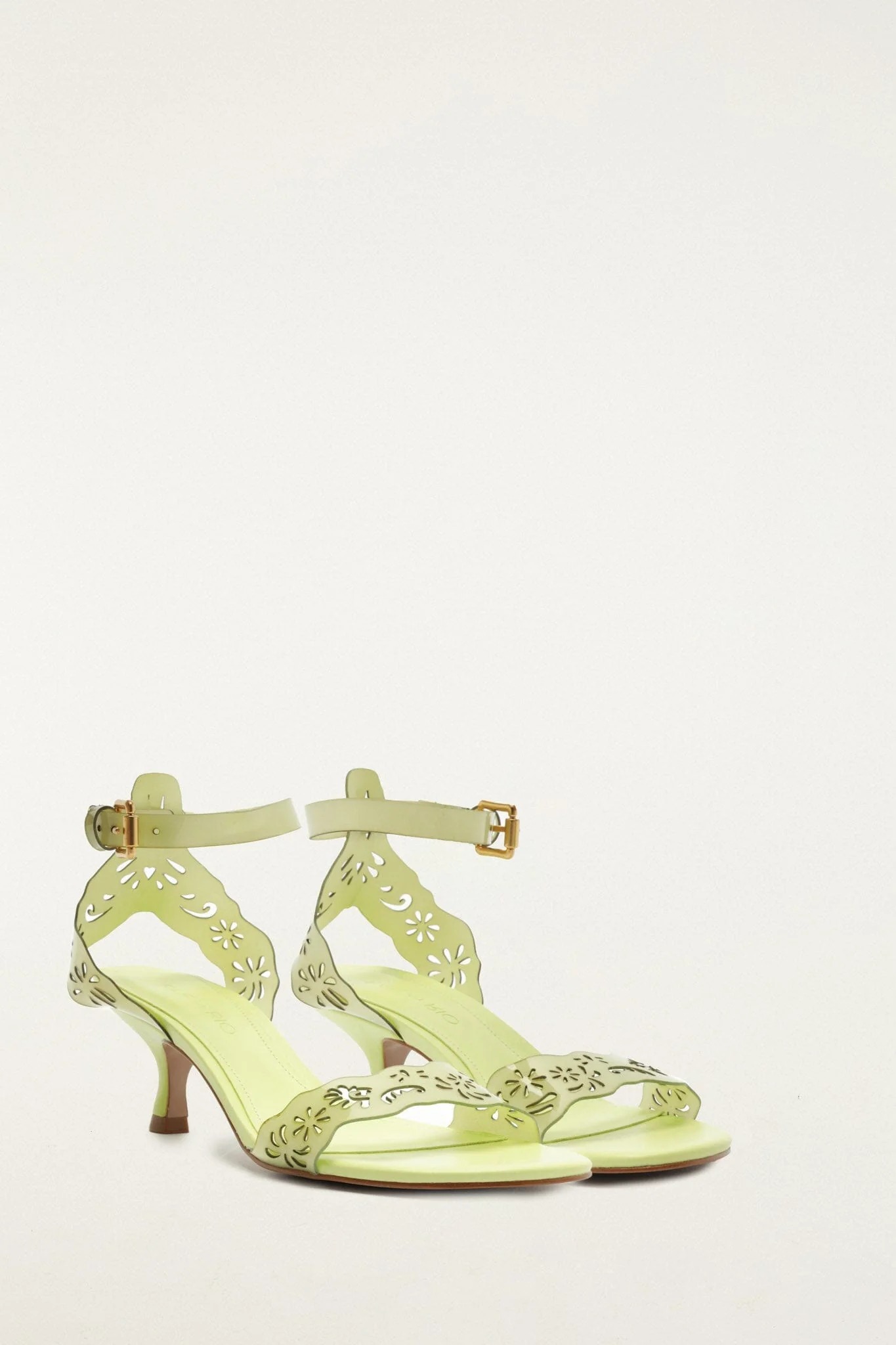 Green Lace Jelly Kitten Heeled Sandal - Image 2