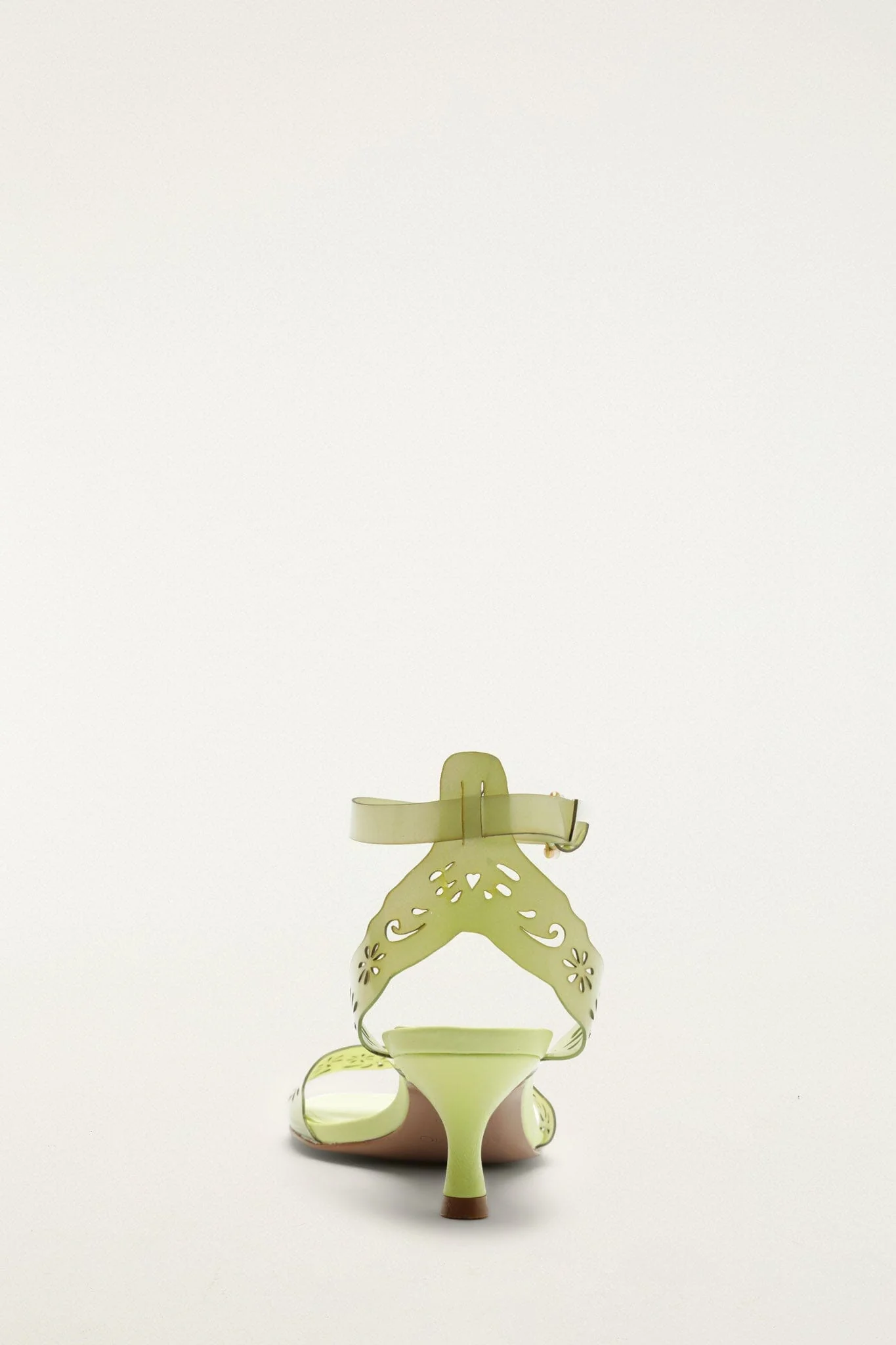 Green Lace Jelly Kitten Heeled Sandal - Image 4