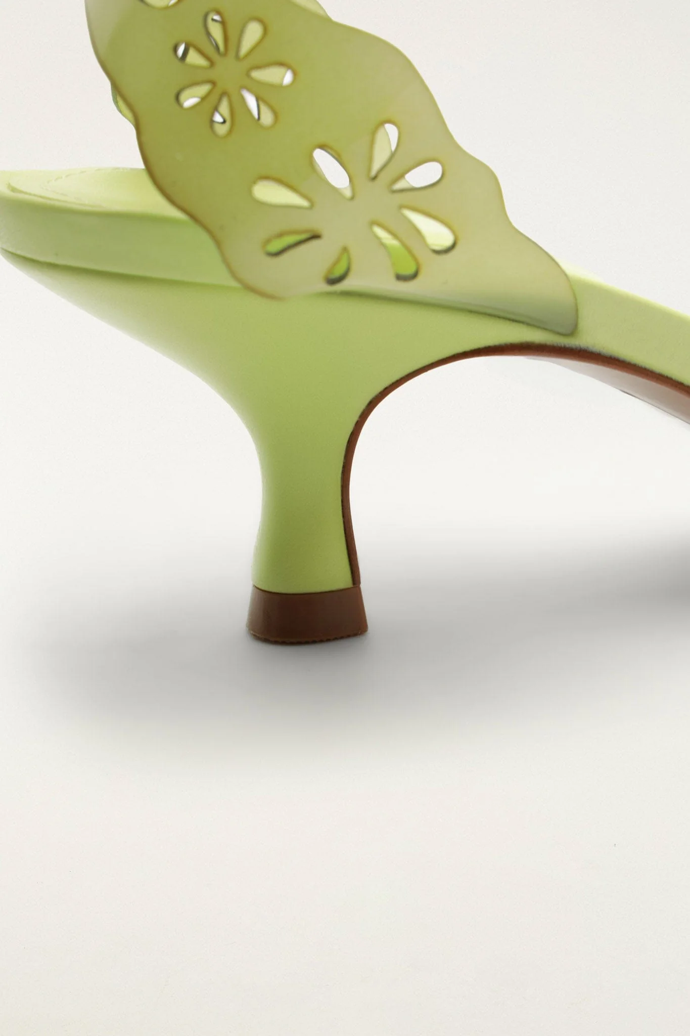 Green Lace Jelly Kitten Heeled Sandal - Image 6