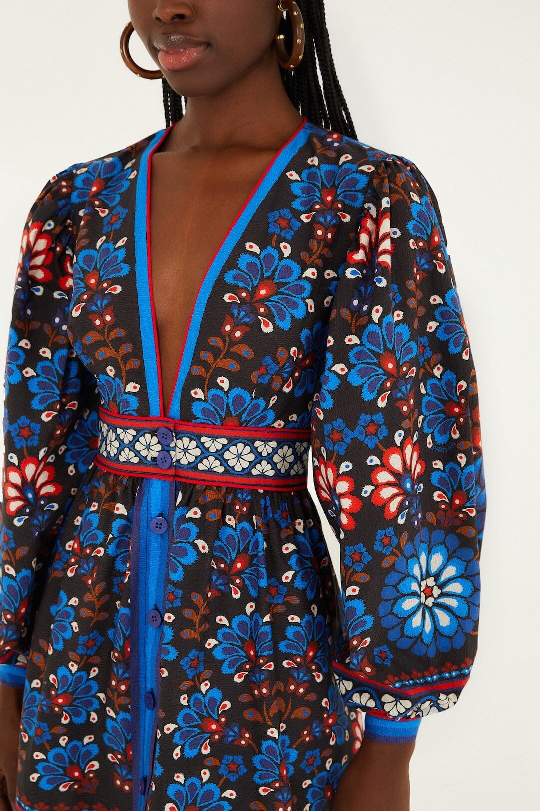 Black Latina Scarf Puff Sleeve Mini Dress - Image 2