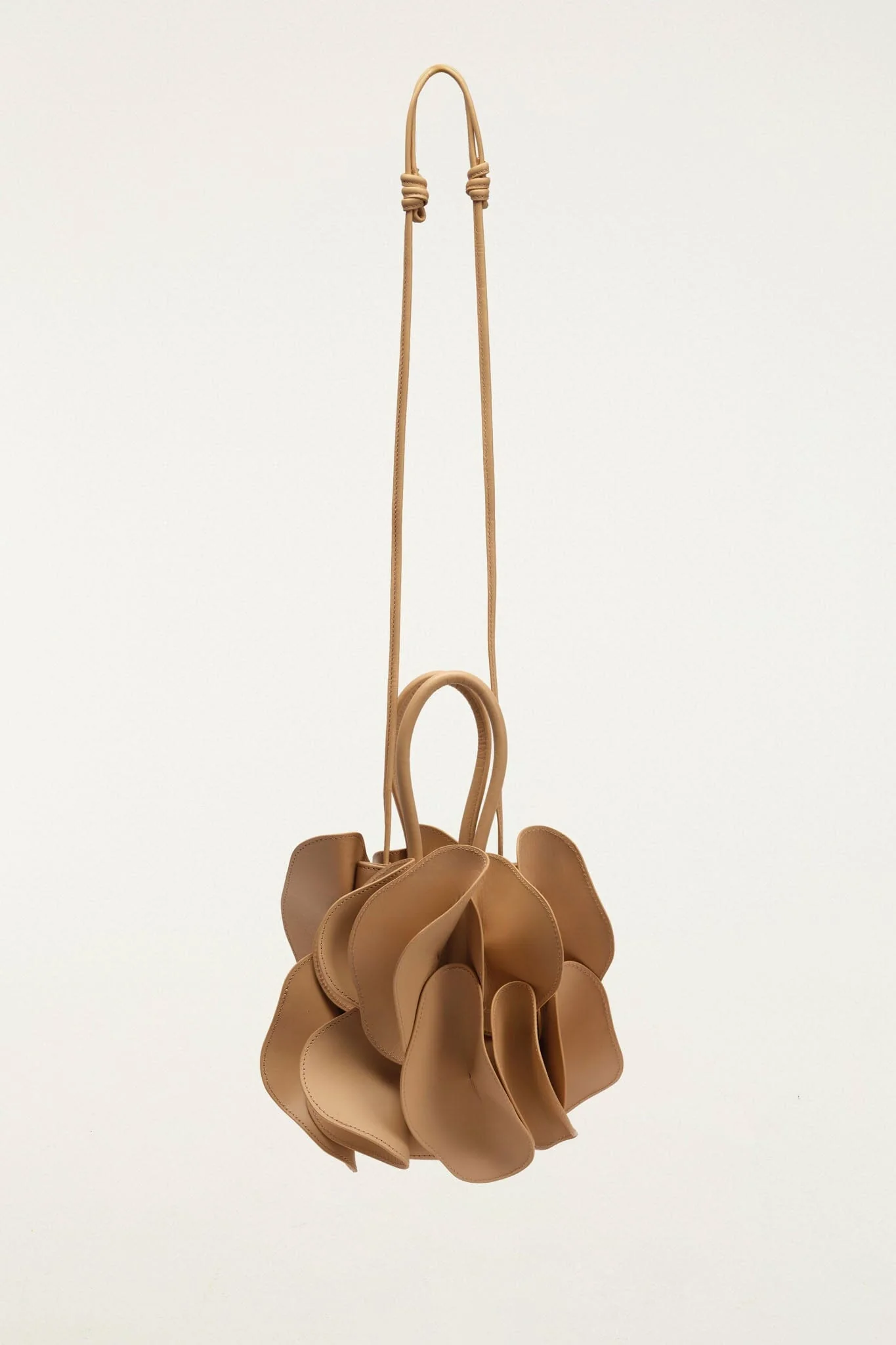 Beige Leather Flower Handbag - Image 2