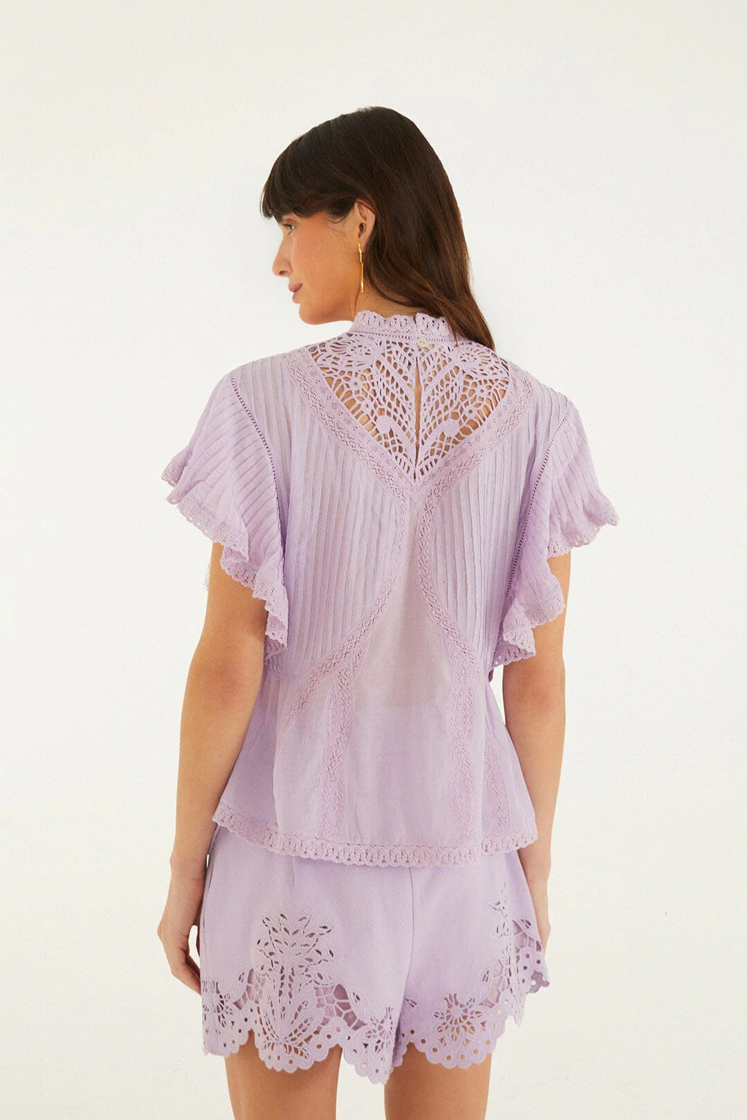 Lilac Lace Ruffled Blouse - Image 3