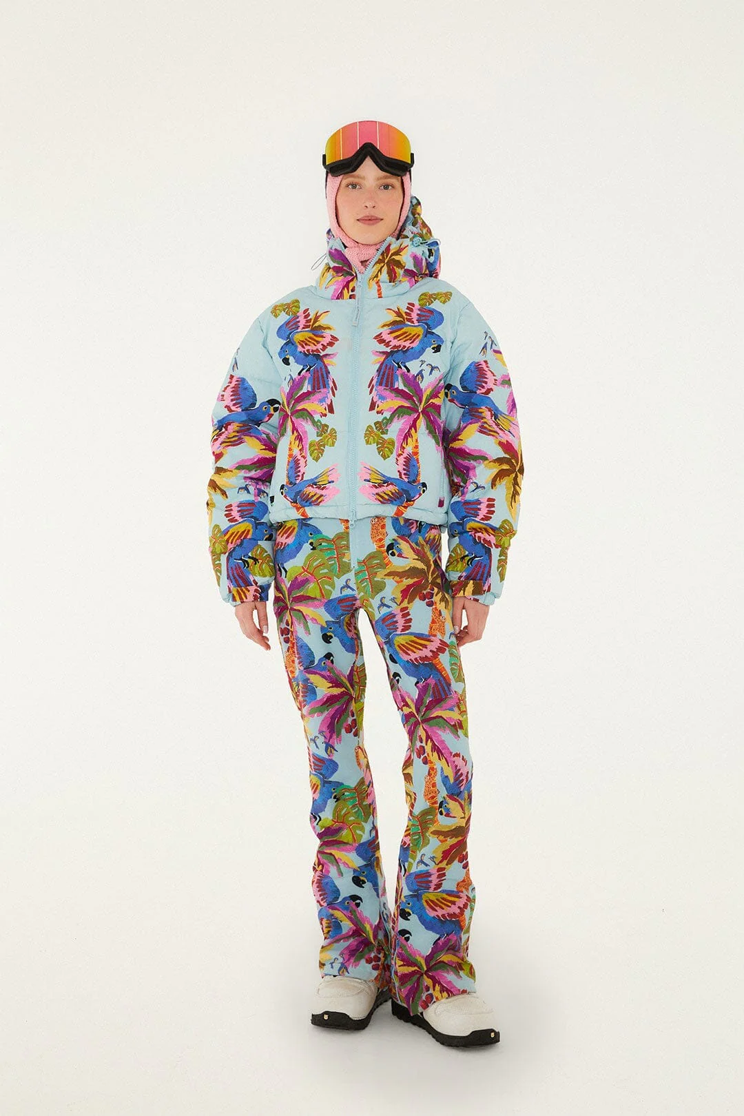 Blue Macaw Hooded Puffer Ski Jacket - Image 2