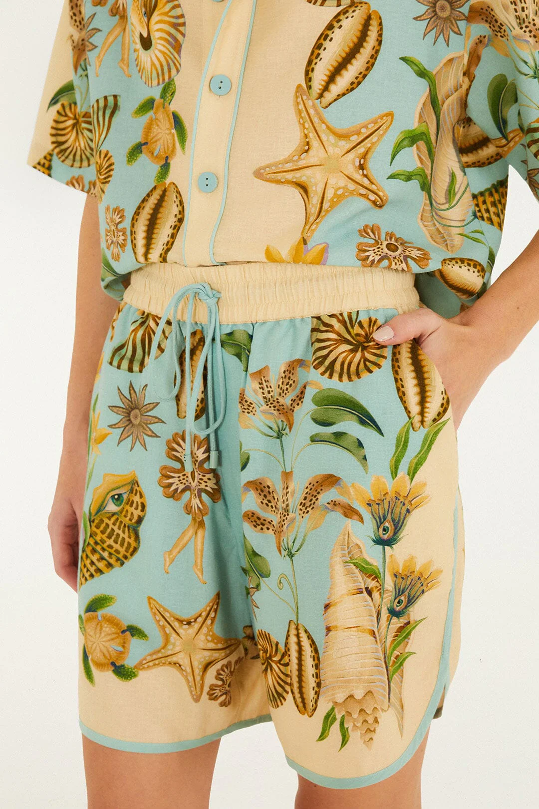 Soft Blue Marine Garden Shorts - Image 2