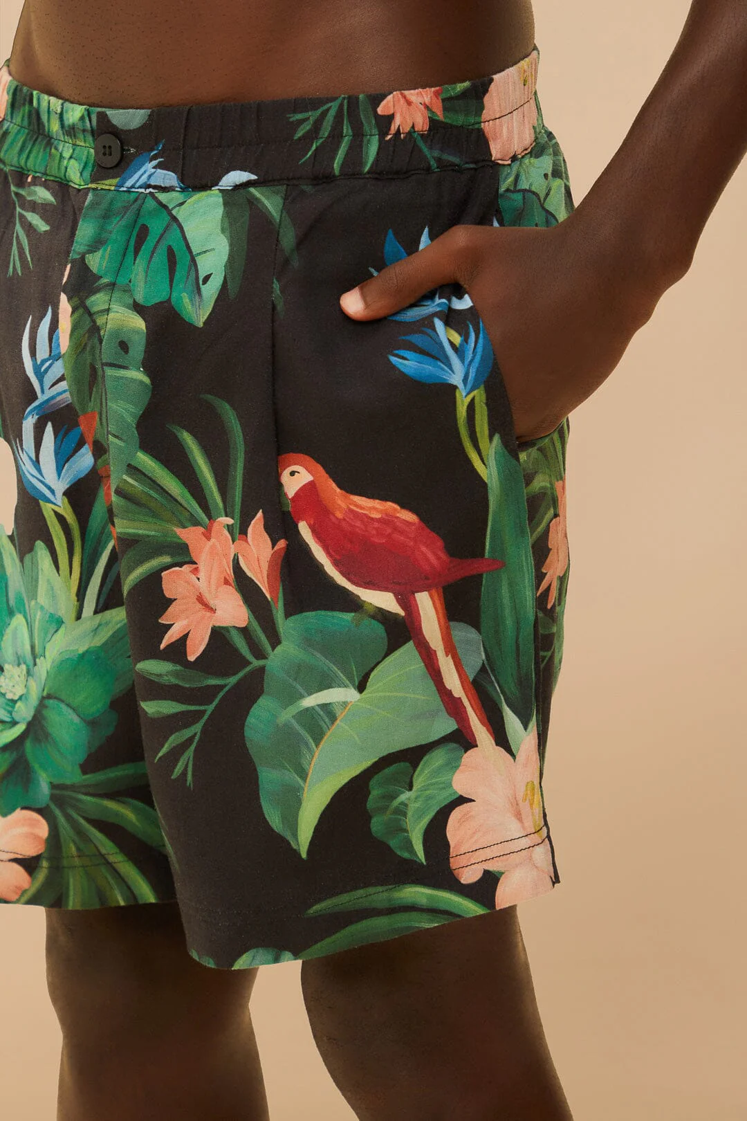 Black Midnight Macaw Fiesta Shorts - Image 3