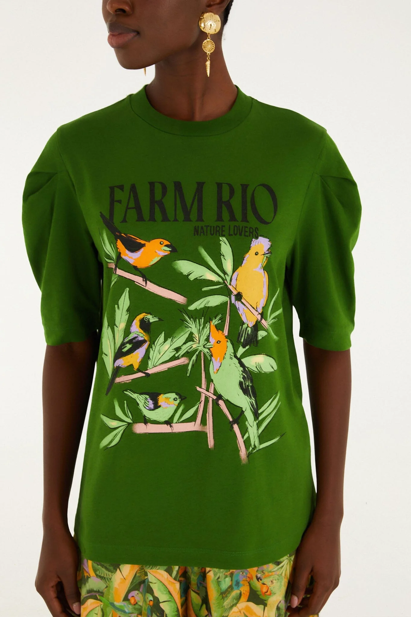 Green Nature Lovers Puff Sleeve T-Shirt - Image 4