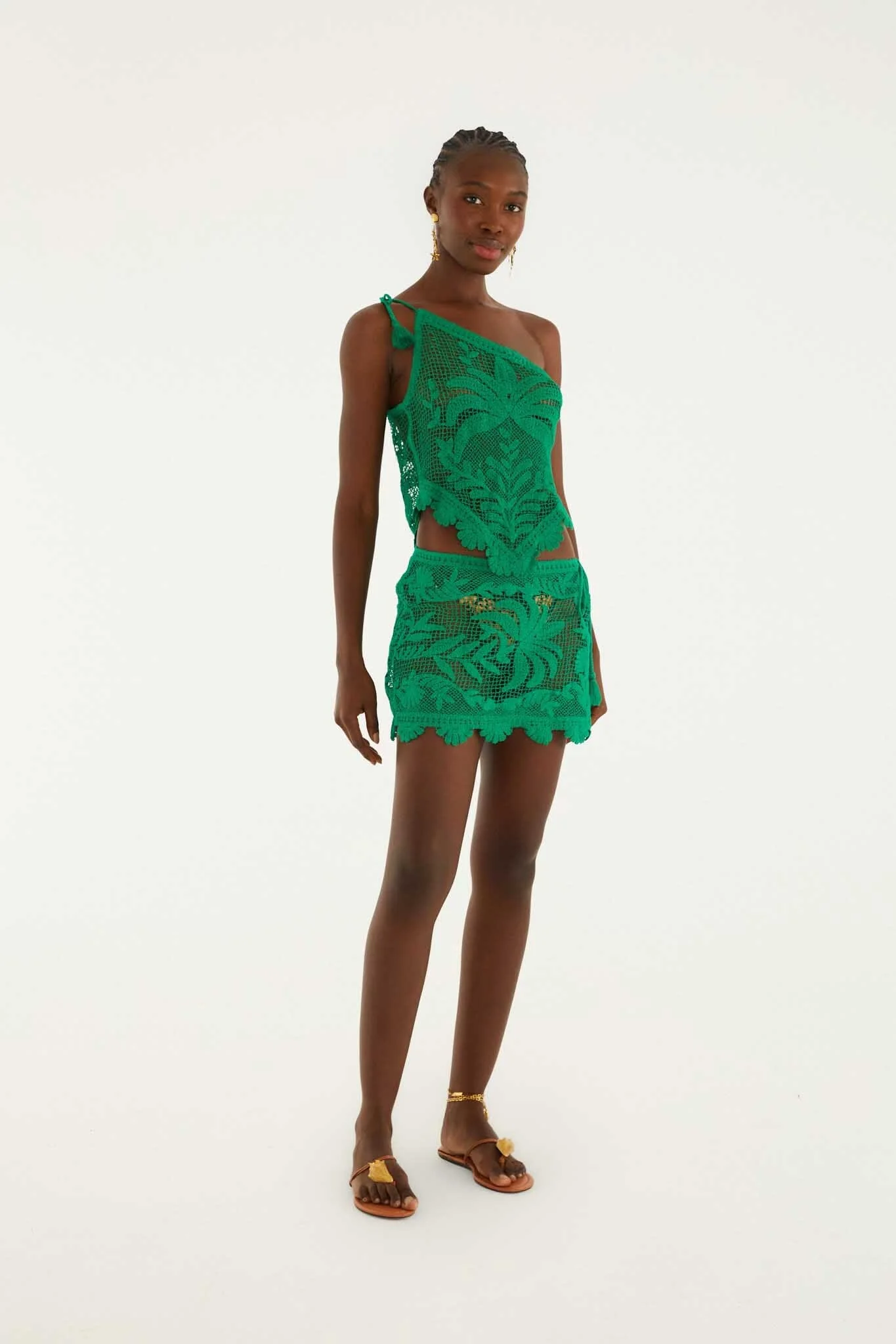 Green One-Shoulder Sheer Blouse - Image 5